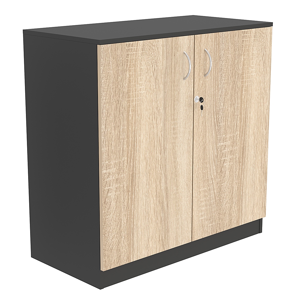 Тумба T-27 900мм (H-900мм c распашными дверьми) Черный + Дуб Сонома