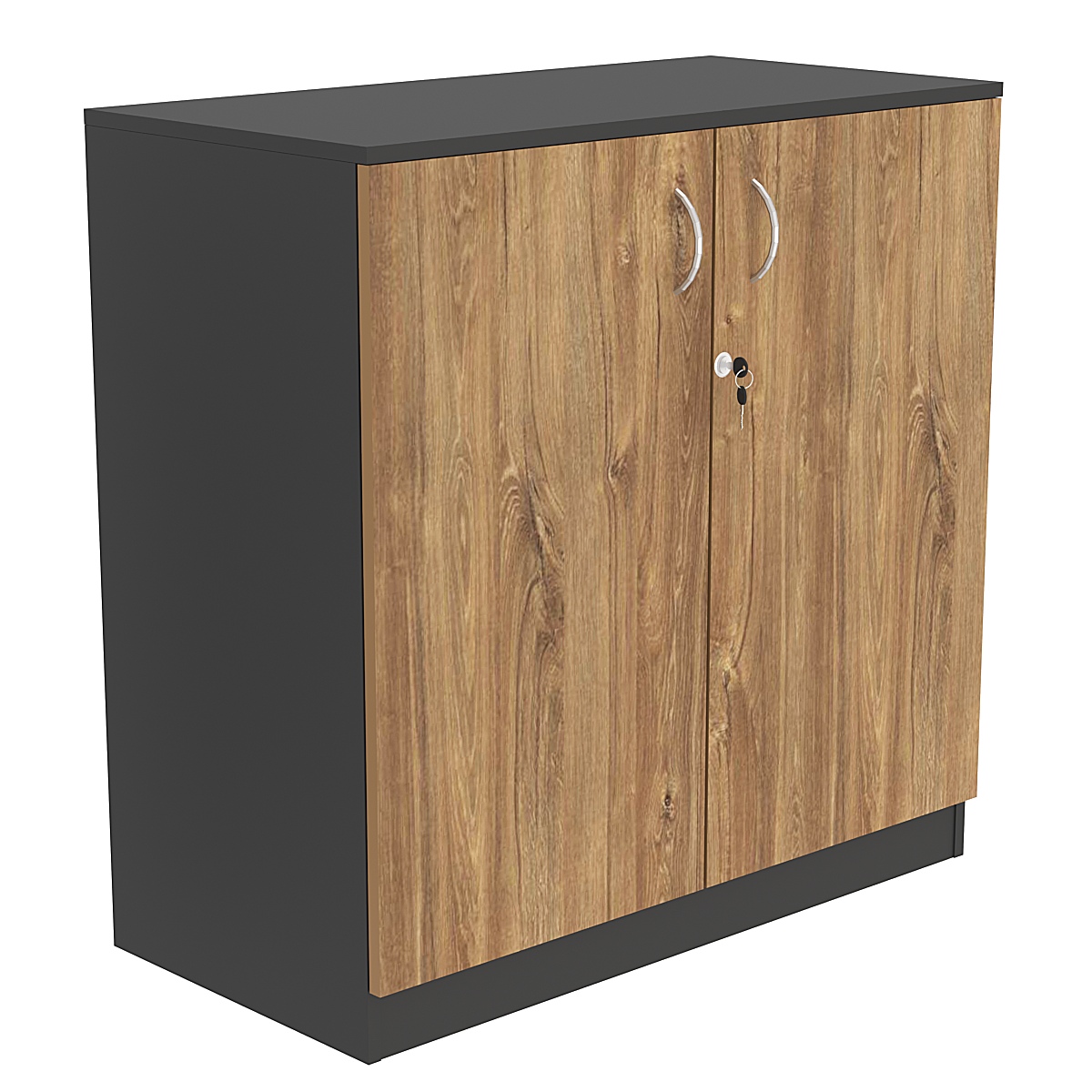 Тумба T-27 900мм (H-900мм c распашными дверьми) Черный + Дуб Канзас коричневый