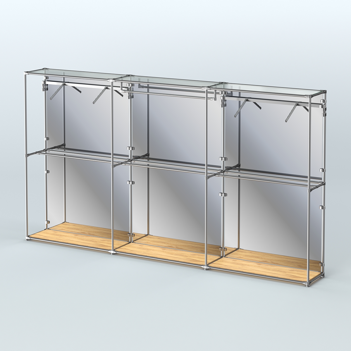 Торговая система ХРОМ (задняя стенка - зеркало) 3600 мм с поручнями №3 Дуб Золотистый