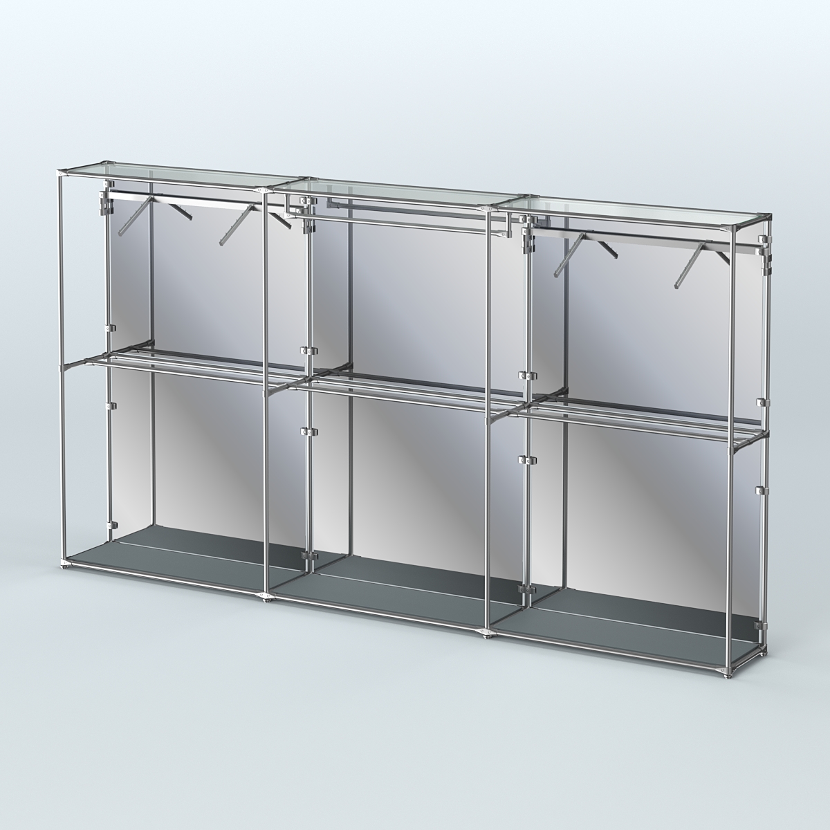 Торговая система ХРОМ (задняя стенка - зеркало) 3600 мм с поручнями №3 Темно-Серый