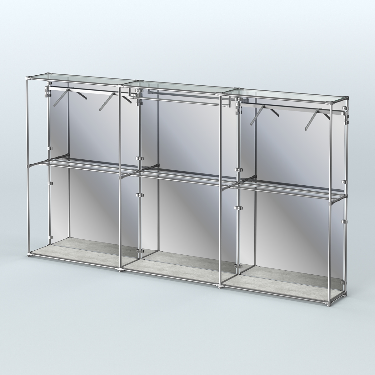 Торговая система ХРОМ (задняя стенка - зеркало) 3600 мм с поручнями №3 Метрополитан Грей