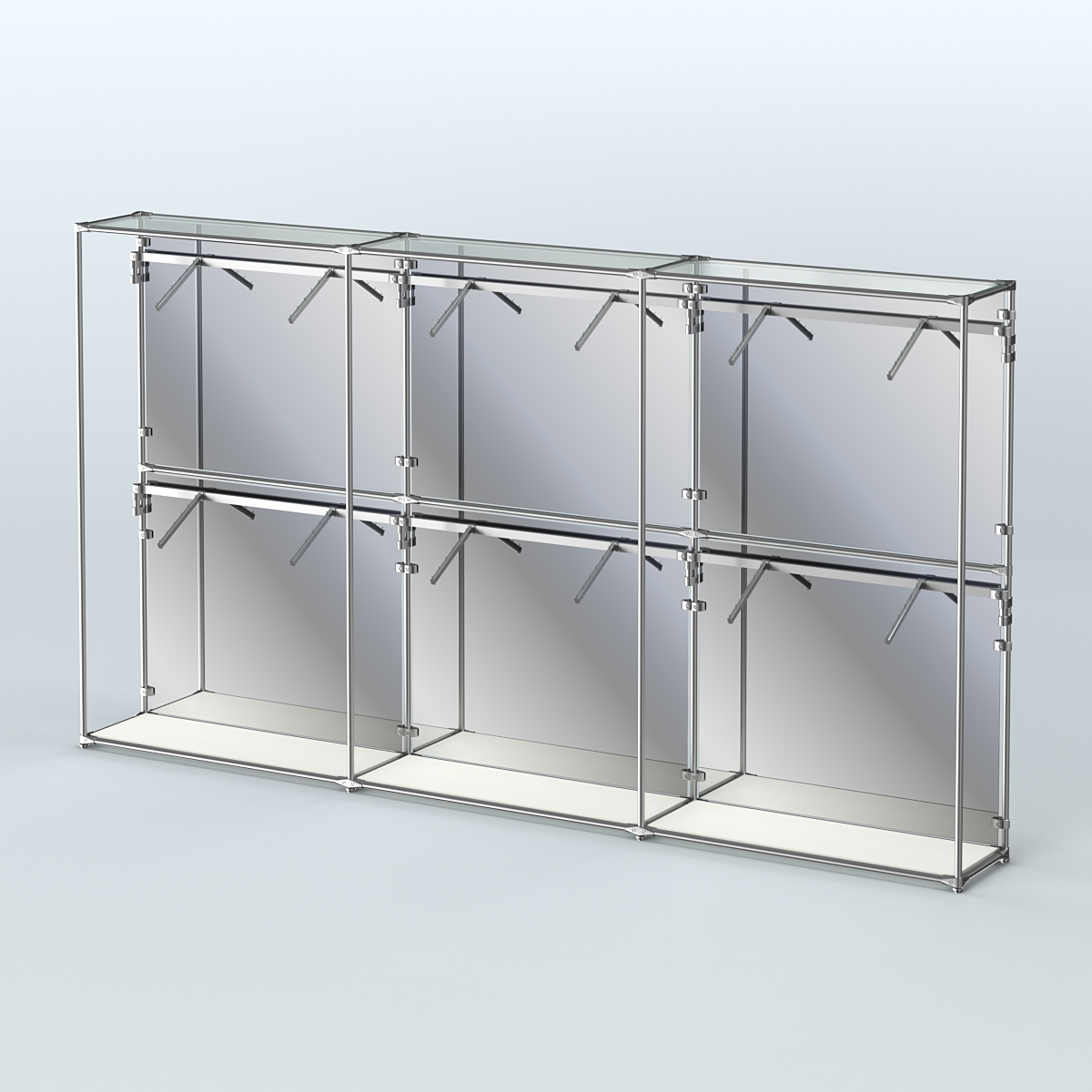 Торговая система ХРОМ (задняя стенка - зеркало) 3600 мм с поручнями №4 Белый