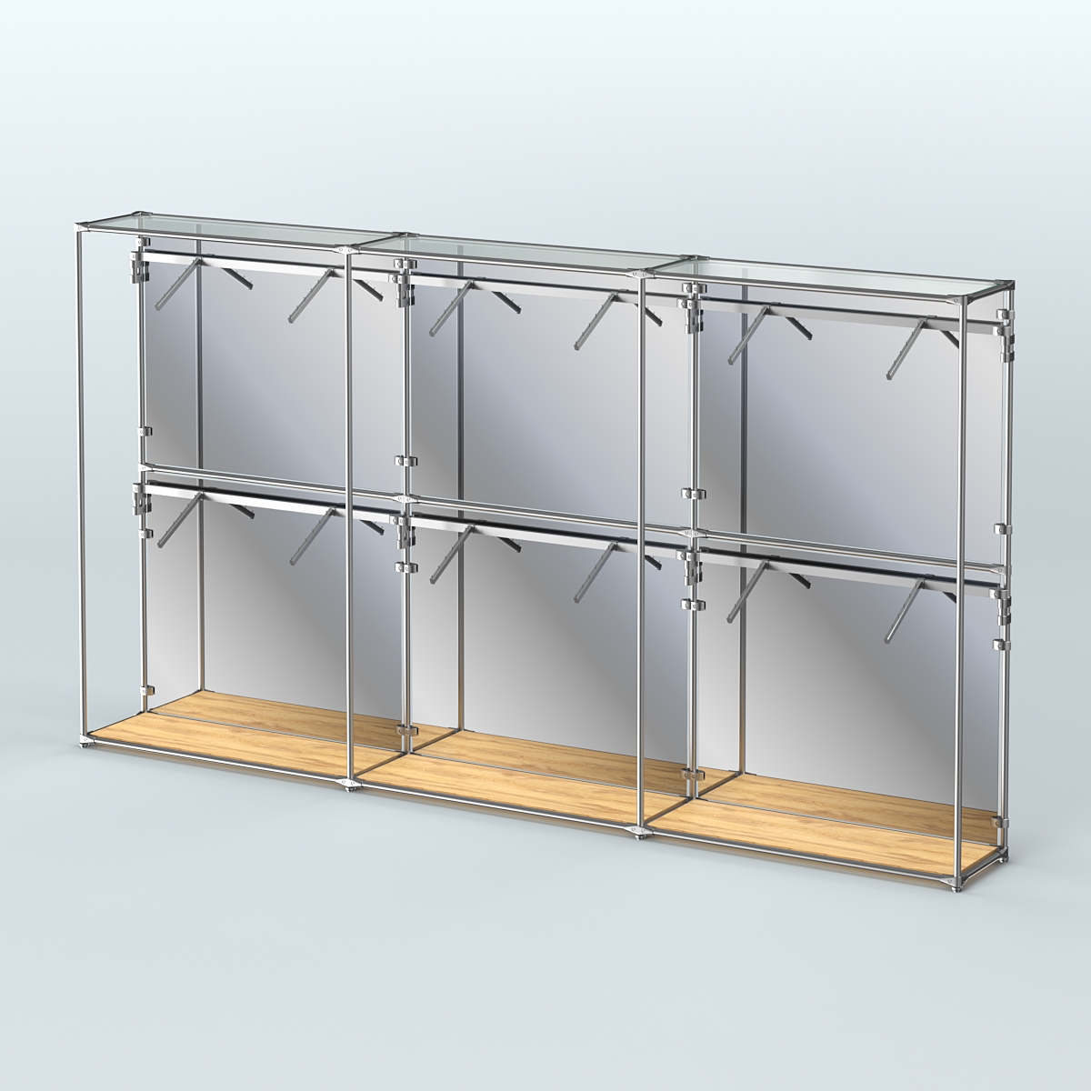 Торговая система ХРОМ (задняя стенка - зеркало) 3600 мм с поручнями №4 Дуб Золотистый