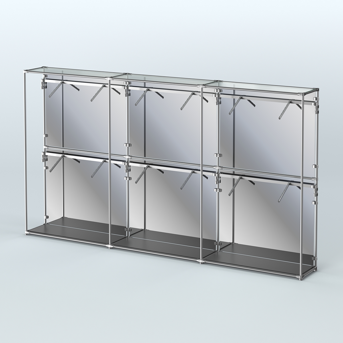 Торговая система ХРОМ (задняя стенка - зеркало) 3600 мм с поручнями №4 Черный