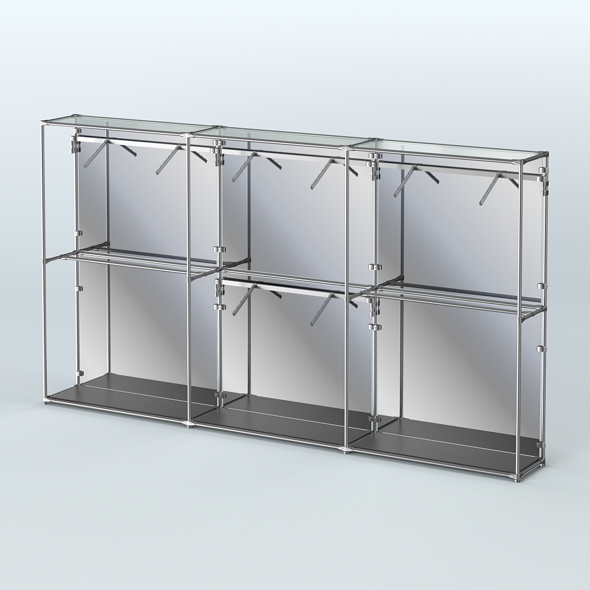 Торговая система ХРОМ (задняя стенка - зеркало) 3600 мм с поручнями №6 Черный