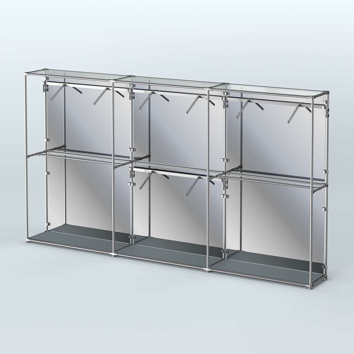 Торговая система ХРОМ (задняя стенка - зеркало) 3600 мм с поручнями №6 Темно-Серый