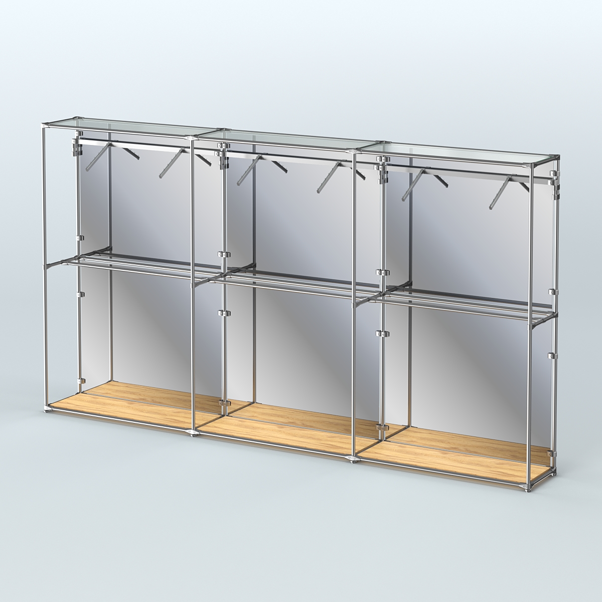 Торговая система ХРОМ (задняя стенка - зеркало) 3600 мм с поручнями №7 Дуб Золотистый