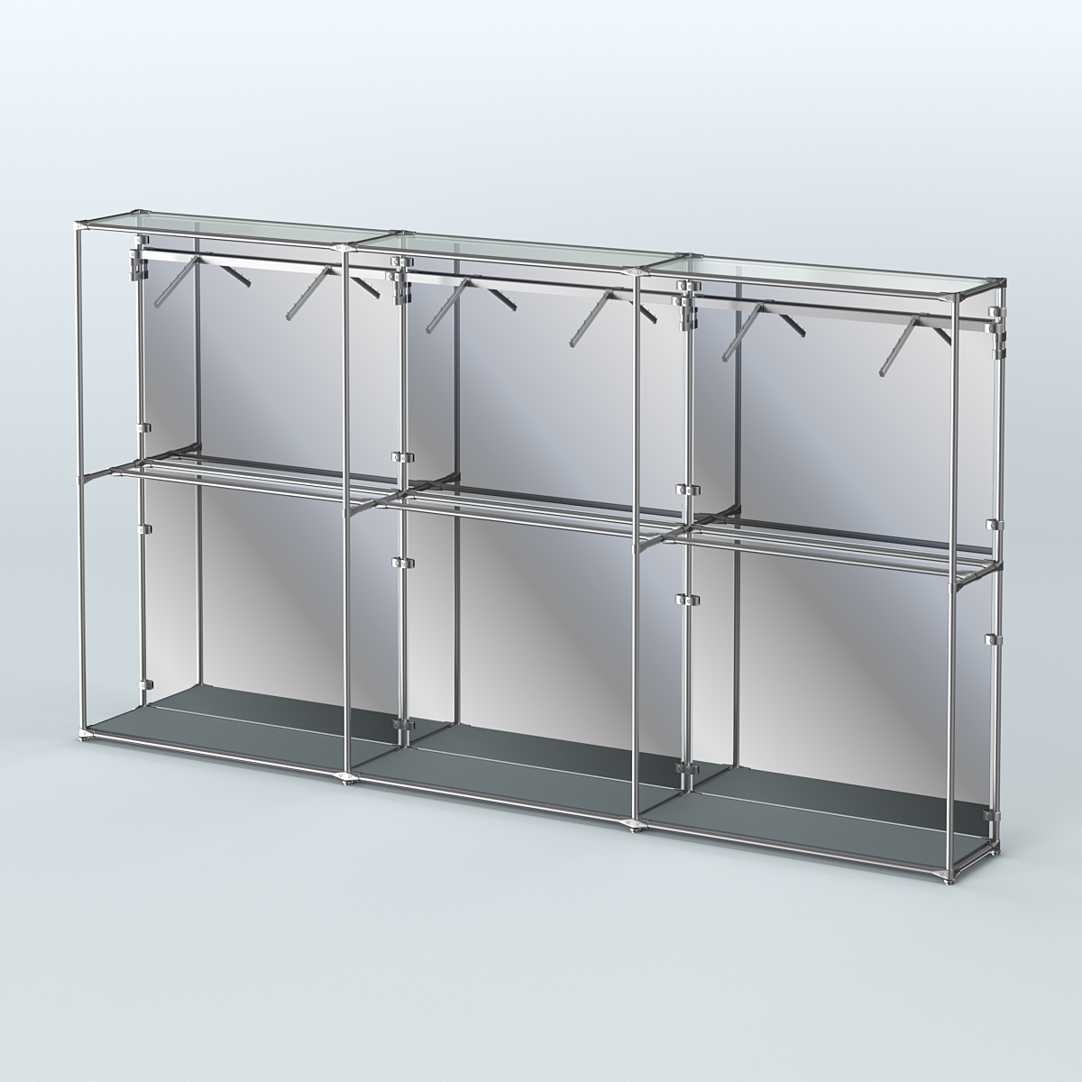 Торговая система ХРОМ (задняя стенка - зеркало) 3600 мм с поручнями №7 Темно-Серый