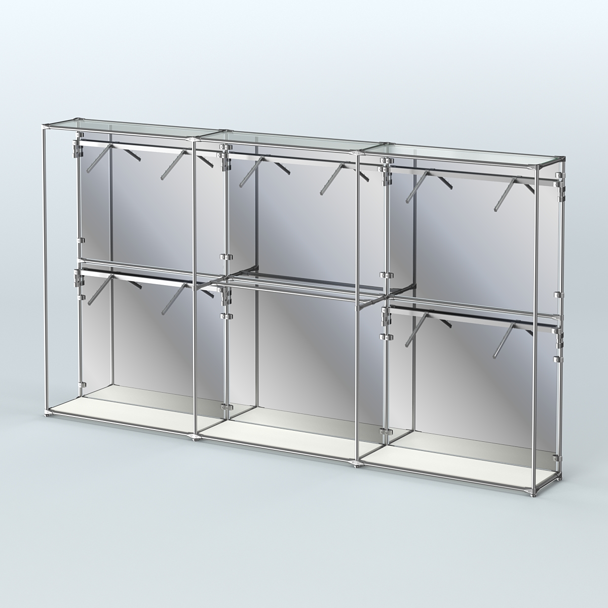 Торговая система ХРОМ (задняя стенка - зеркало) 3600 мм с поручнями №9 Белый