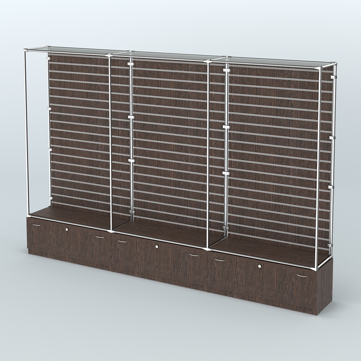 Торговая система ХРОМ (задняя стенка - Экономпанель) №8 с тумбами Т-11 Дуб Венге