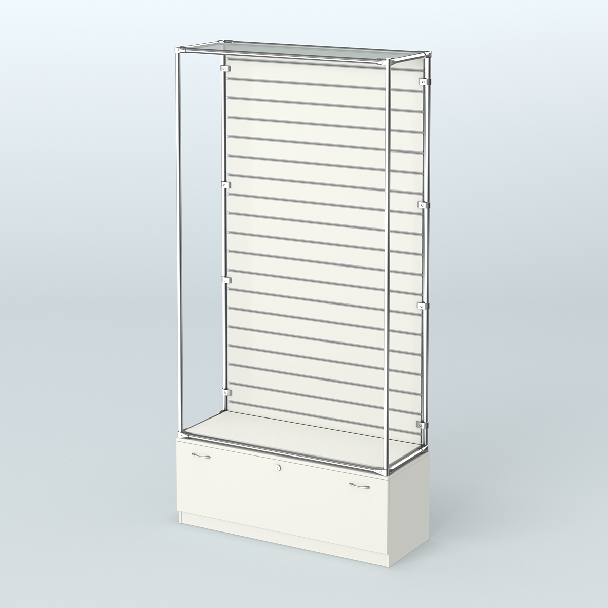 Торговая система ХРОМ (задняя стенка - Экономпанель) №4 с тумбой Т-11 Белый