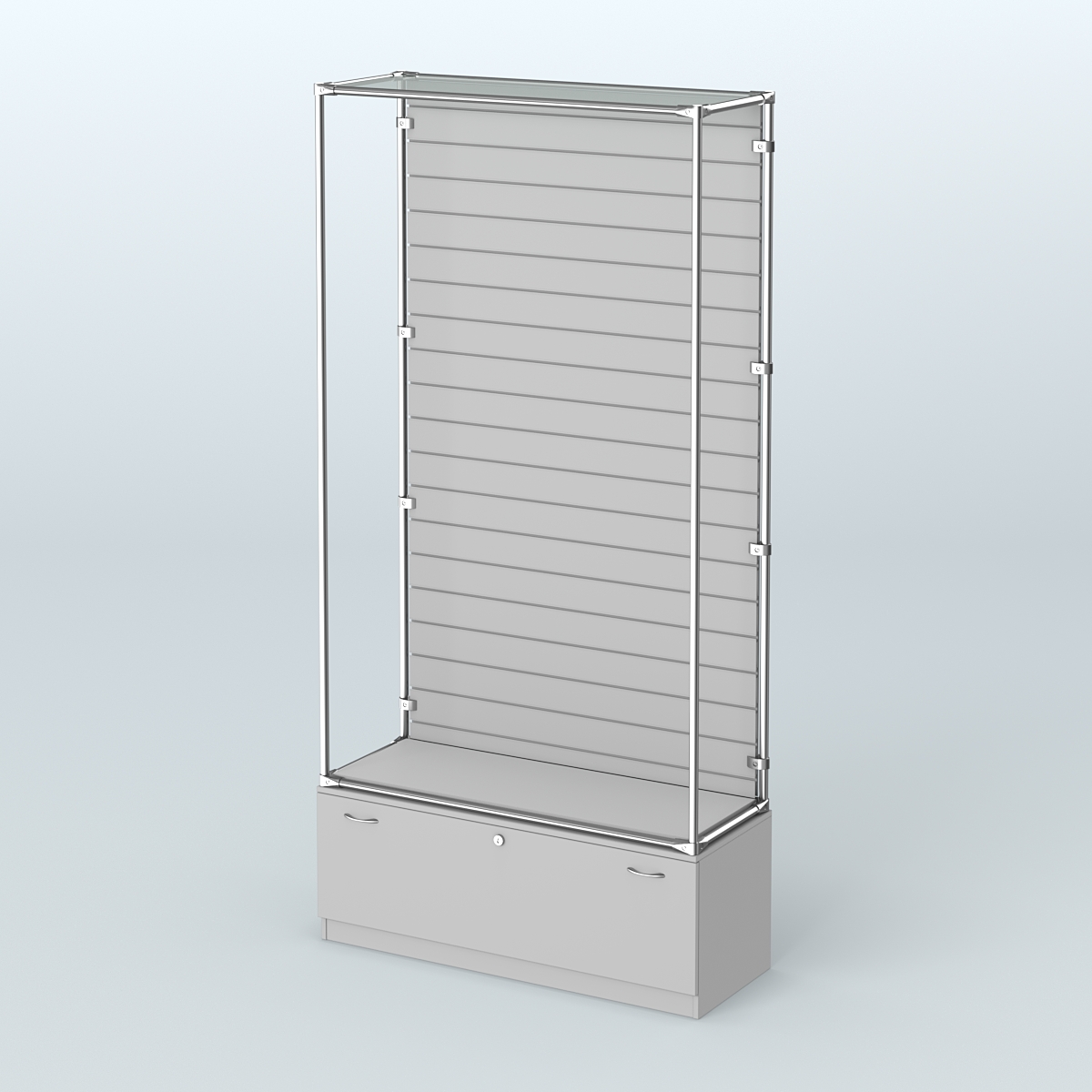 Торговая система ХРОМ (задняя стенка - Экономпанель) №4 с тумбой Т-11 Серый