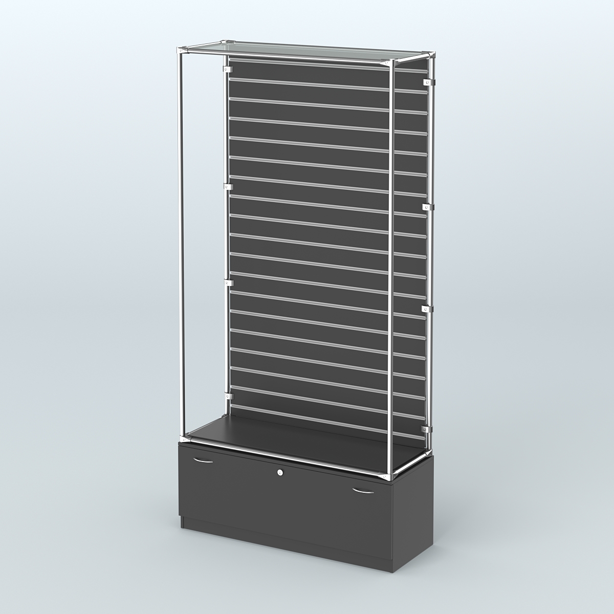 Торговая система ХРОМ (задняя стенка - Экономпанель) №4 с тумбой Т-11 Черный
