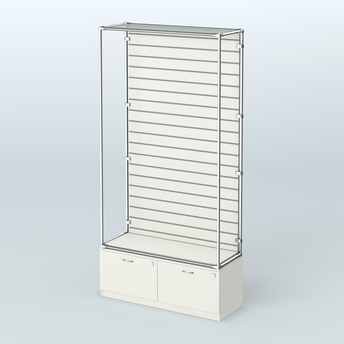 Торговая система ХРОМ (задняя стенка - Экономпанель) №6 с тумбой Т-15 Белый