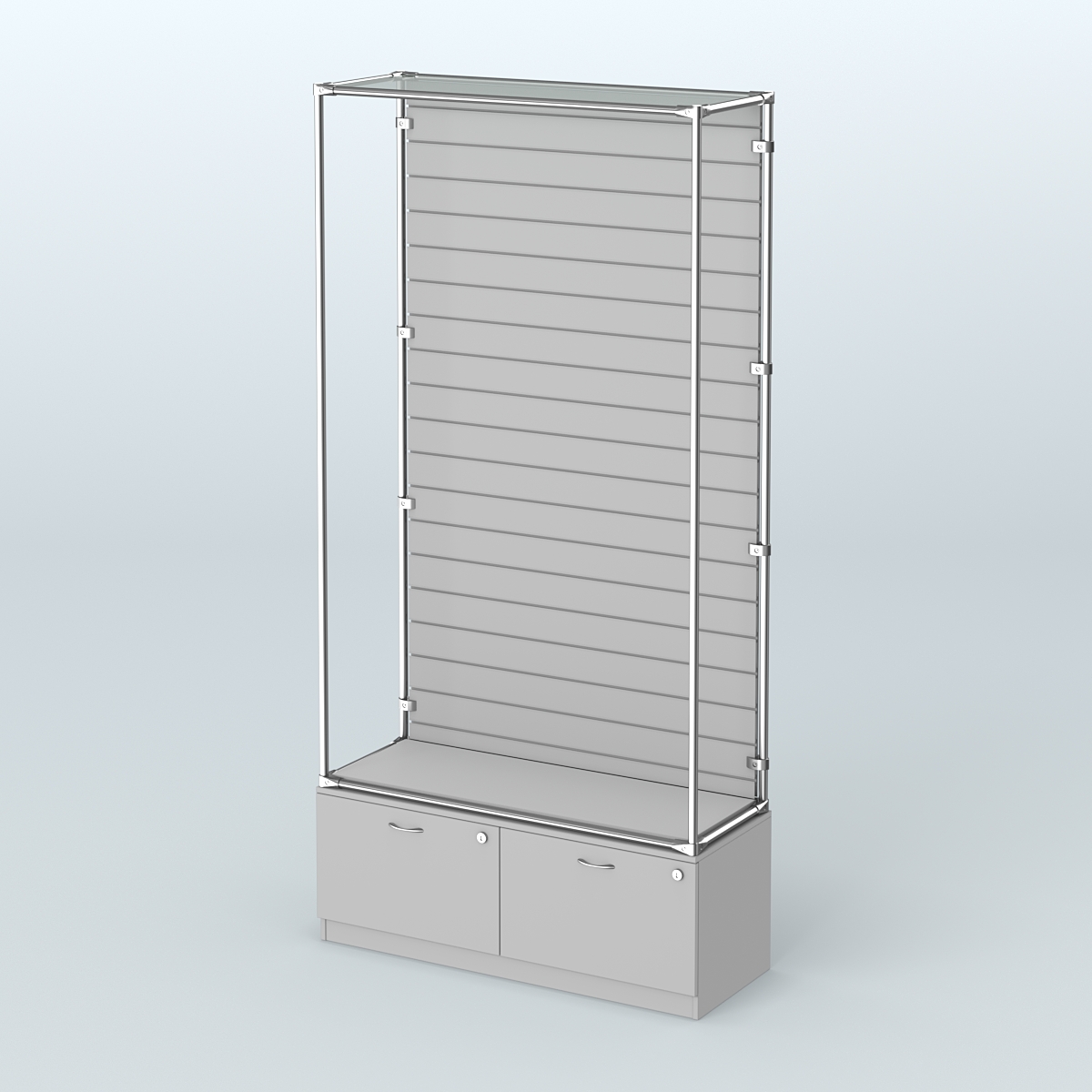 Торговая система ХРОМ (задняя стенка - Экономпанель) №6 с тумбой Т-15 Серый