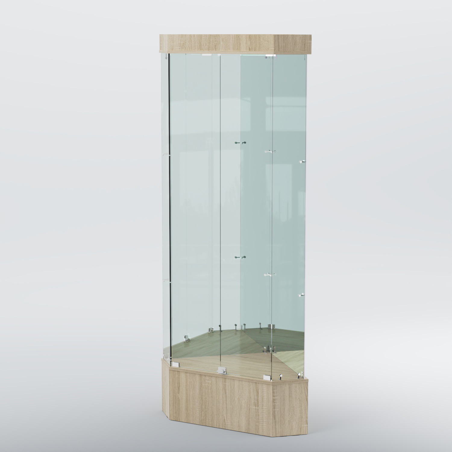 Витрина для музеев "Коллекция" №18 угловая с фризом Дуб Сонома