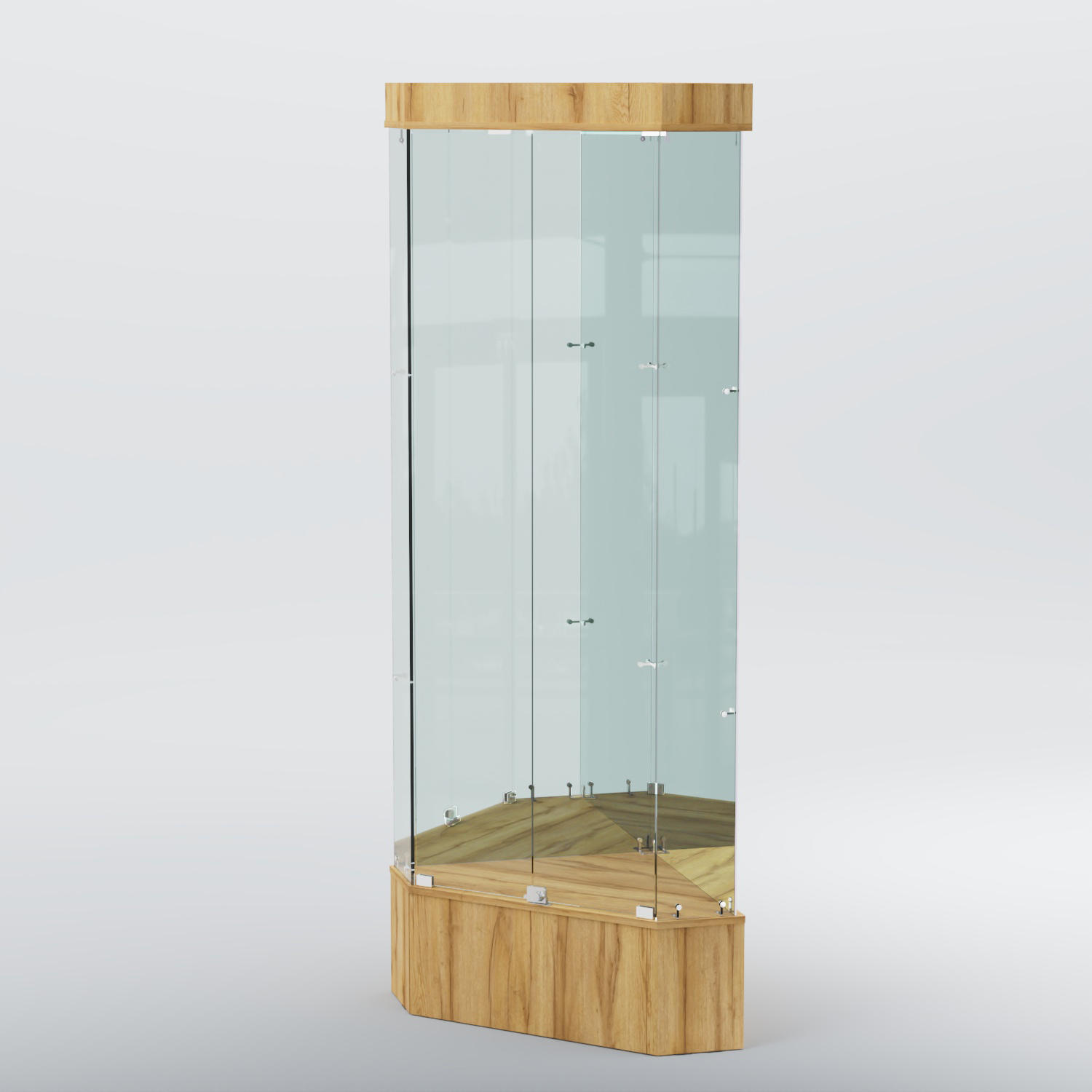 Витрина для музеев "Коллекция" №18 угловая с фризом Дуб Золотистый