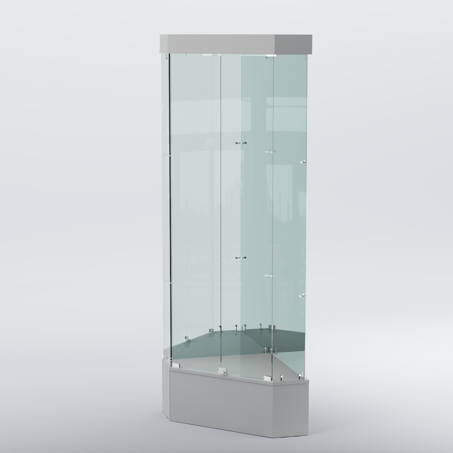 Витрина для музеев "Коллекция" №18 угловая с фризом Серый