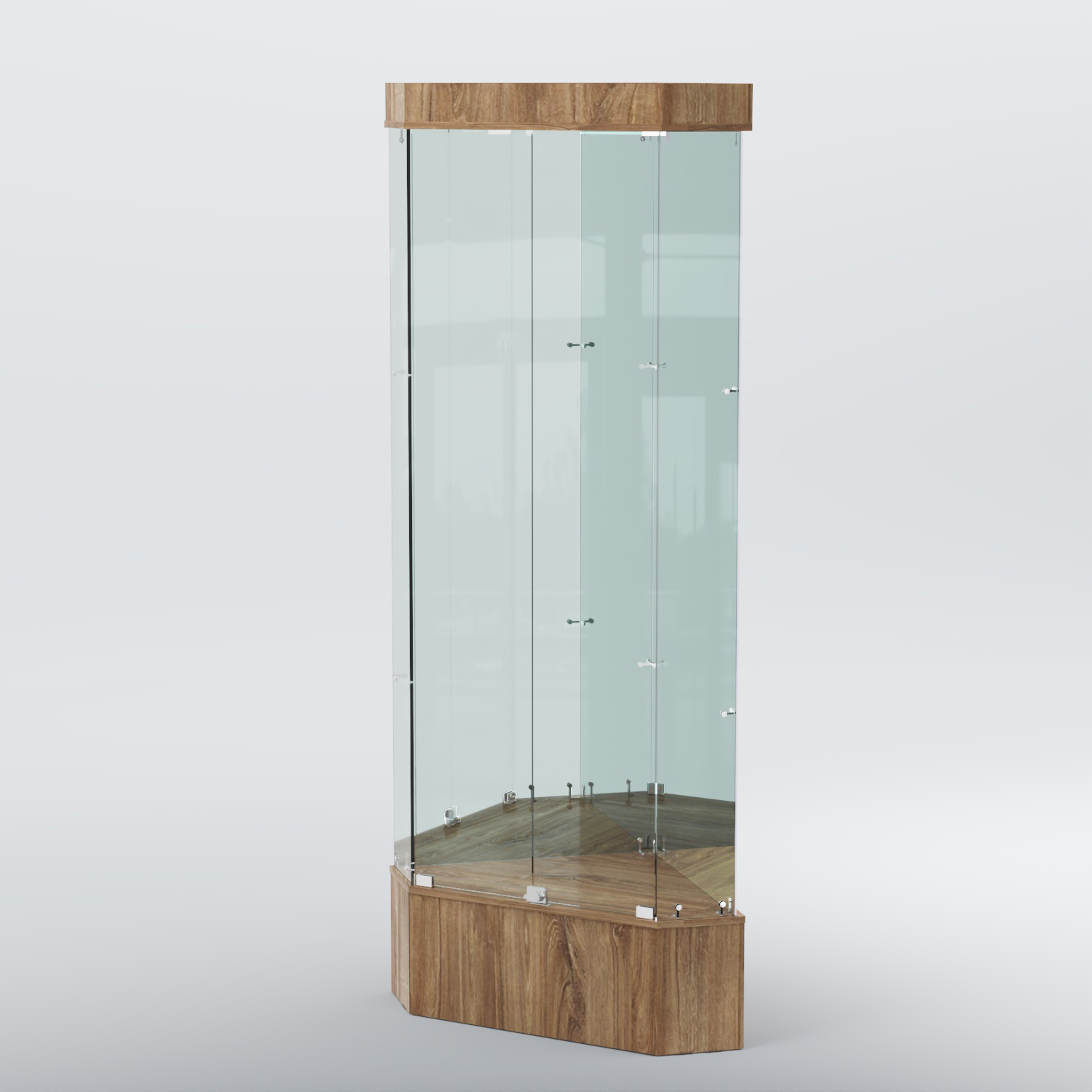 Витрина для музеев "Коллекция" №18 угловая с фризом Дуб Канзас коричневый