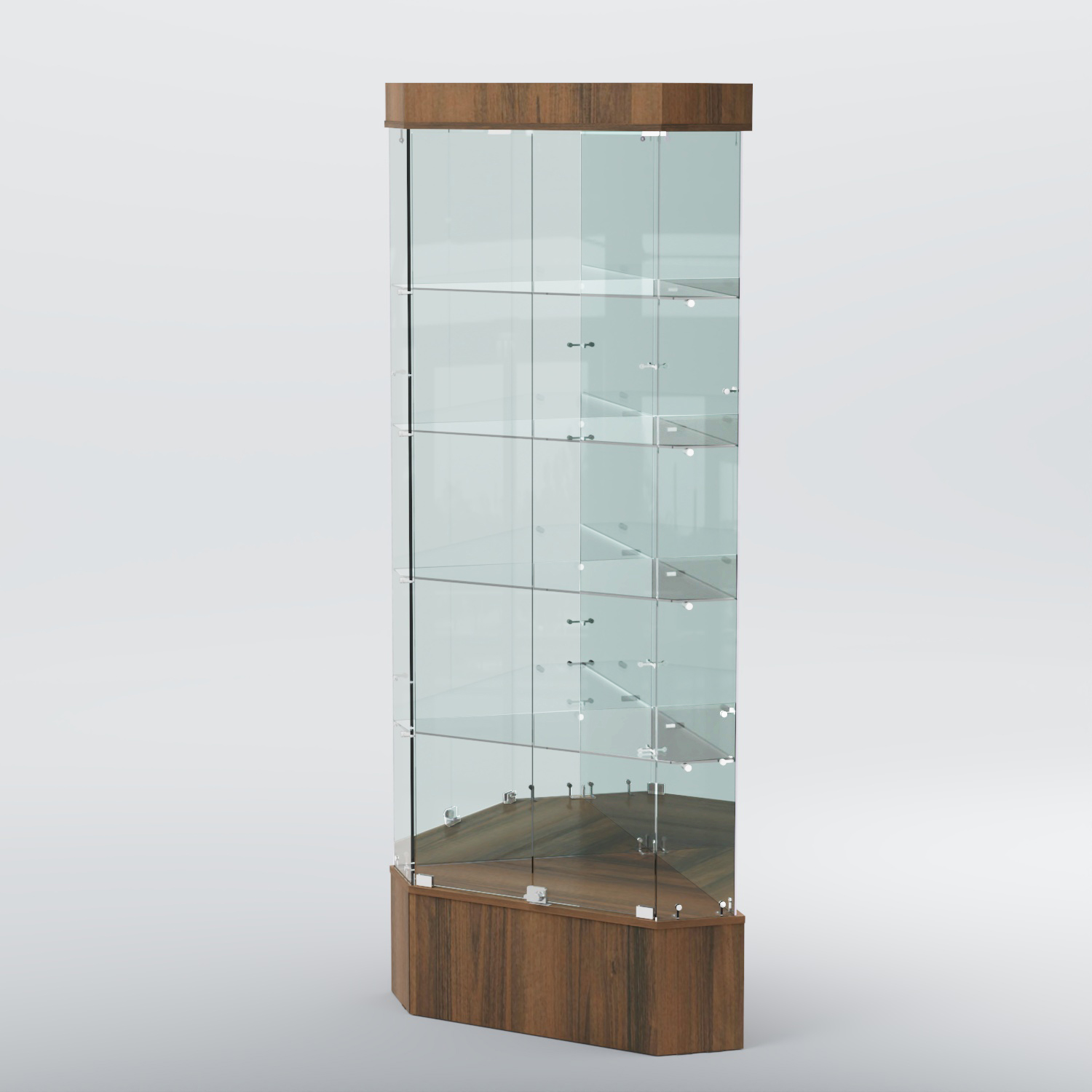 Витрина для музеев "Коллекция" №19 угловая с полками Орех