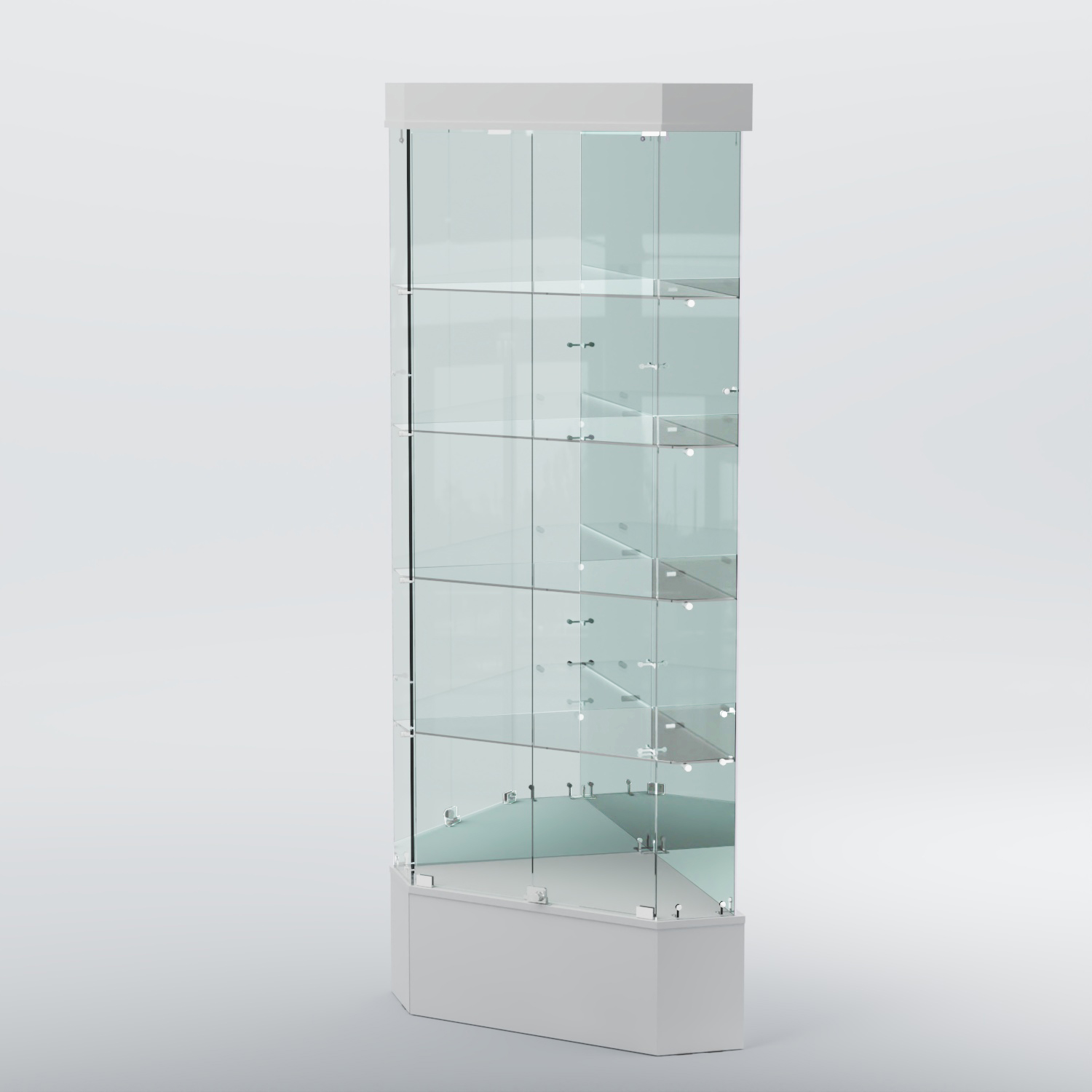 Витрина для музеев "Коллекция" №19 угловая с полками Белый