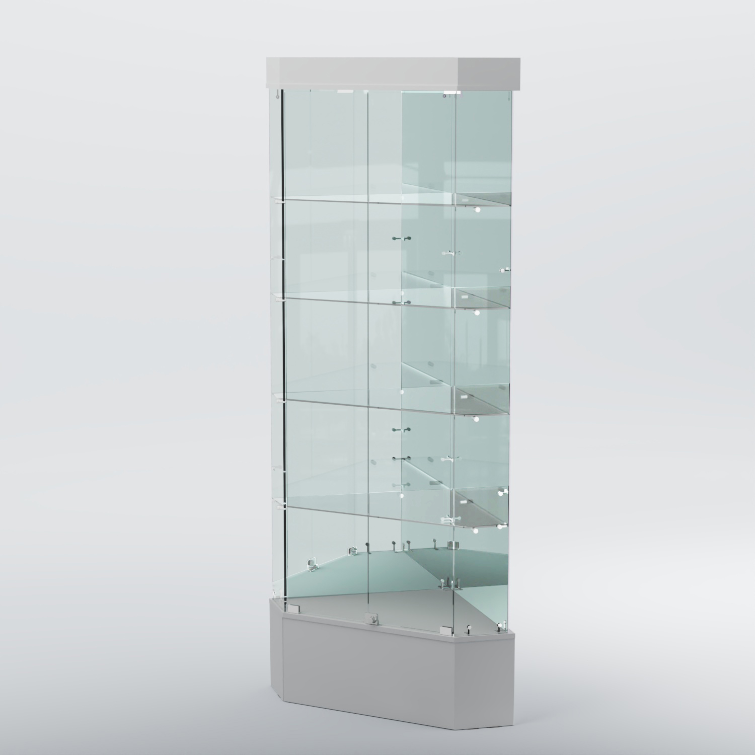 Витрина для музеев "Коллекция" №19 угловая с полками Серый