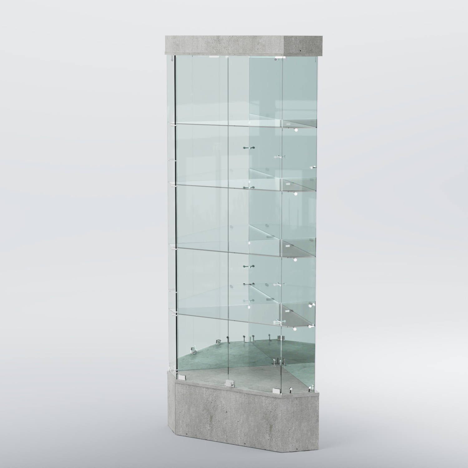 Витрина для музеев "Коллекция" №19 угловая с полками Метрополитан Грей