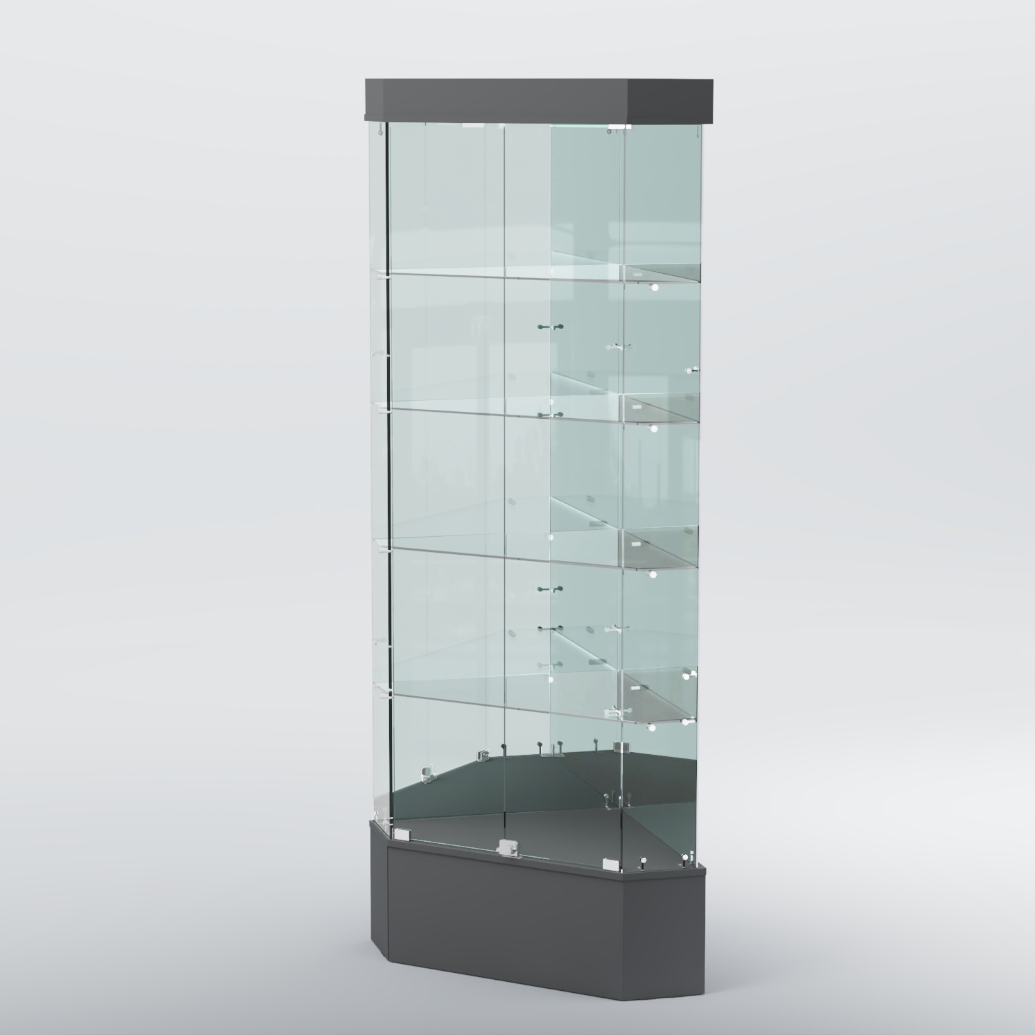 Витрина для музеев "Коллекция" №19 угловая с полками Темно-Серый