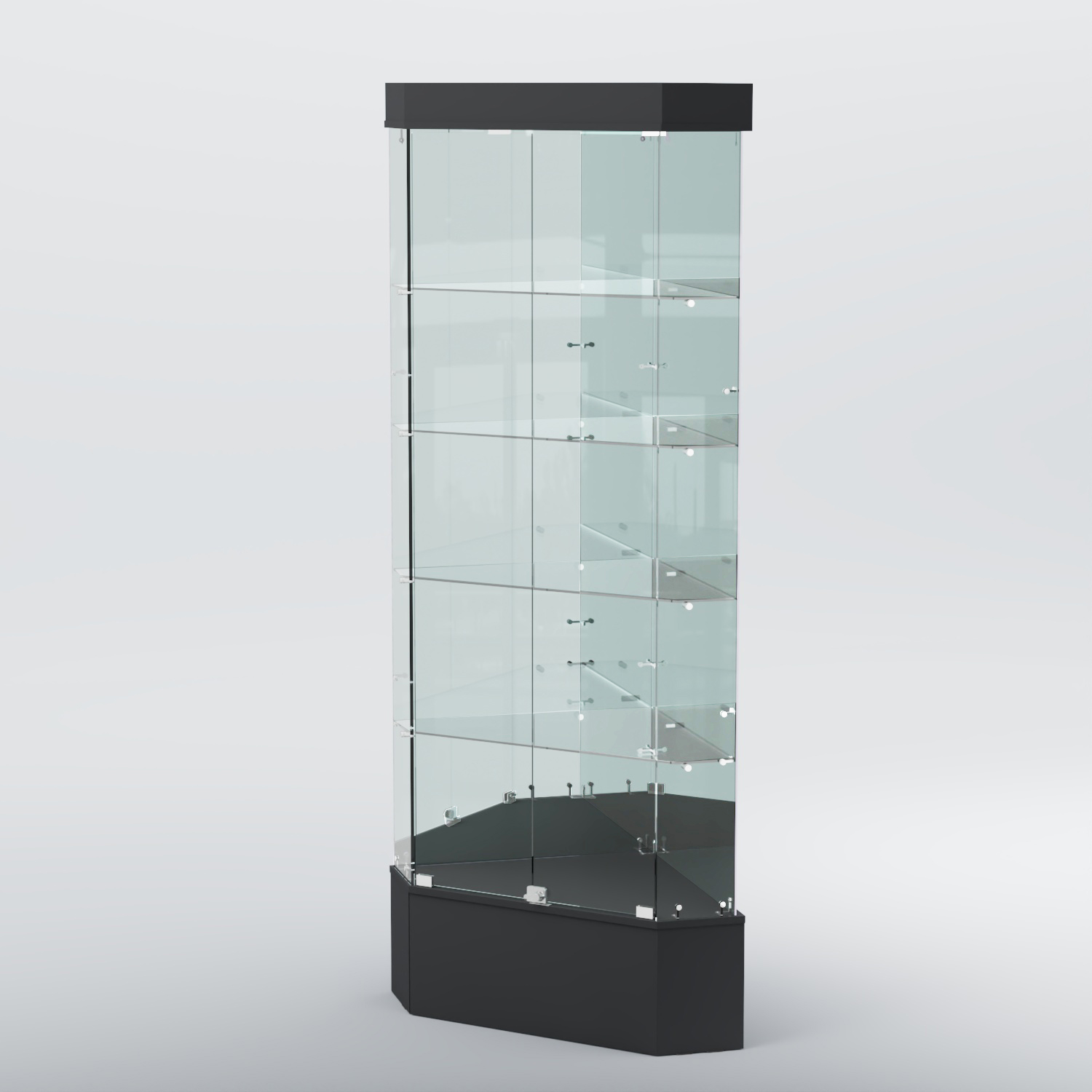 Витрина для музеев "Коллекция" №19 угловая с полками Антрацит