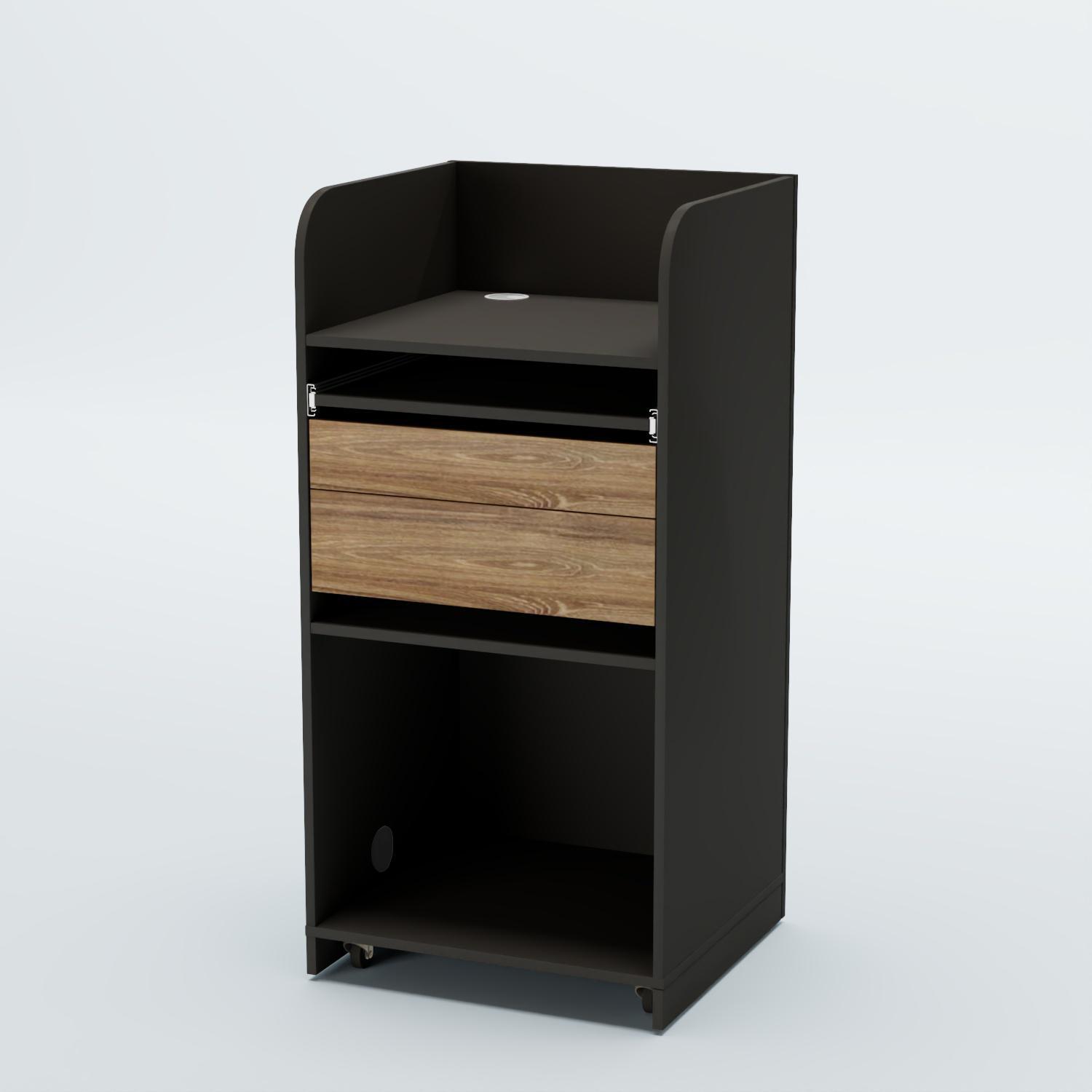 Стойка официанта "Бармен" №3 передвижная Черный + Дуб Канзас Коричневый