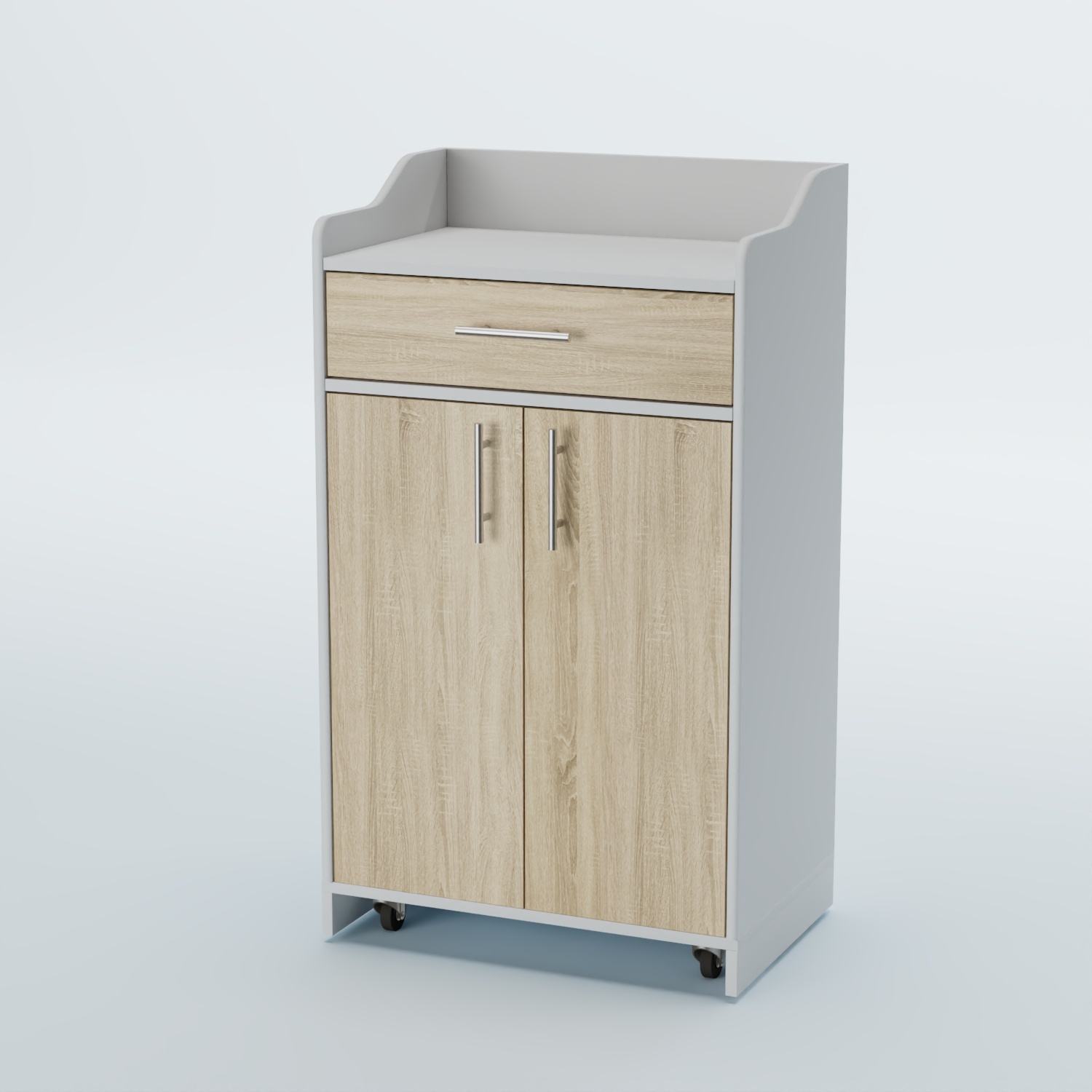 Стойка официанта "Бармен" №5-П передвижная Белый + Дуб Сонома