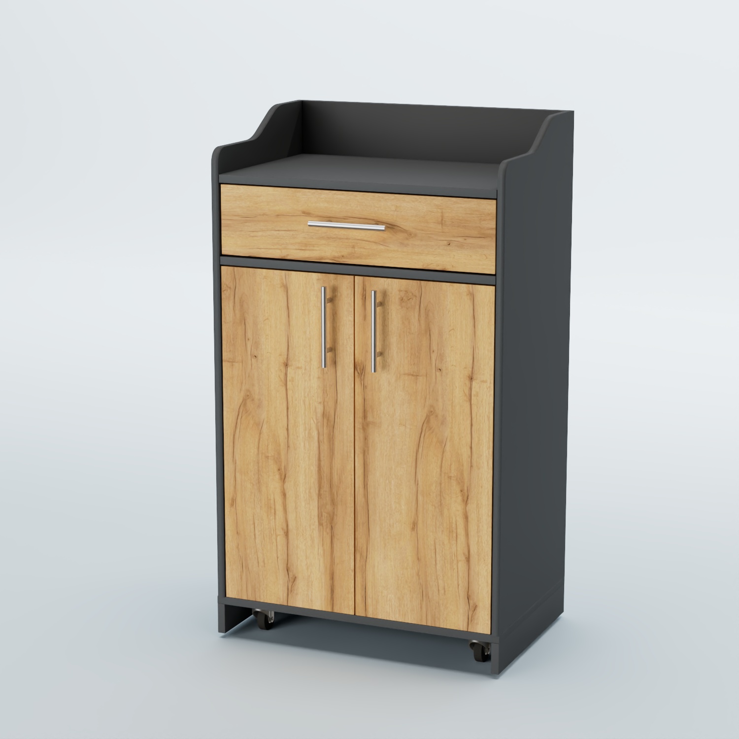 Стойка официанта "Бармен" №5-П передвижная Темно-Серый  + Дуб Золотистый