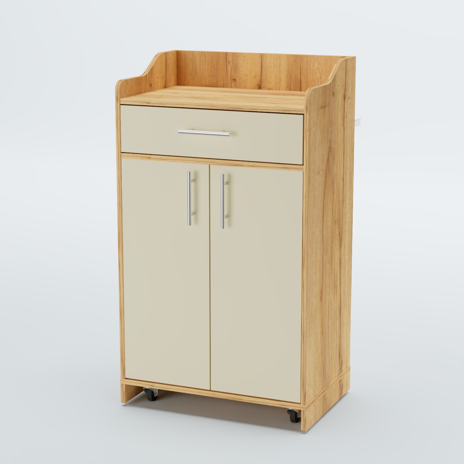 Стойка официанта "Бармен" №5-П передвижная Дуб Золотистый и Крем Вайс