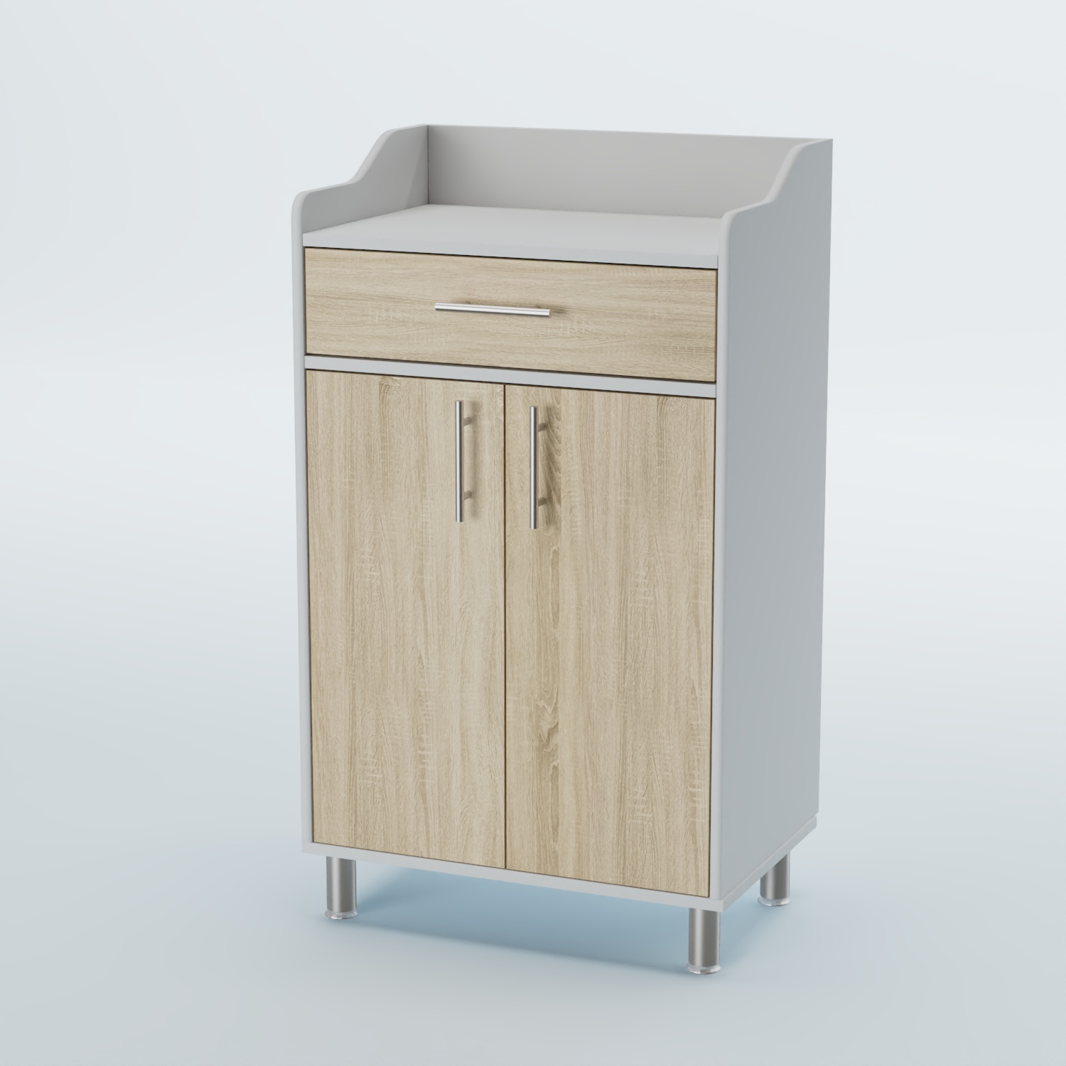 Стойка официанта "Бармен" №5-Н на ножках Белый + Дуб Сонома