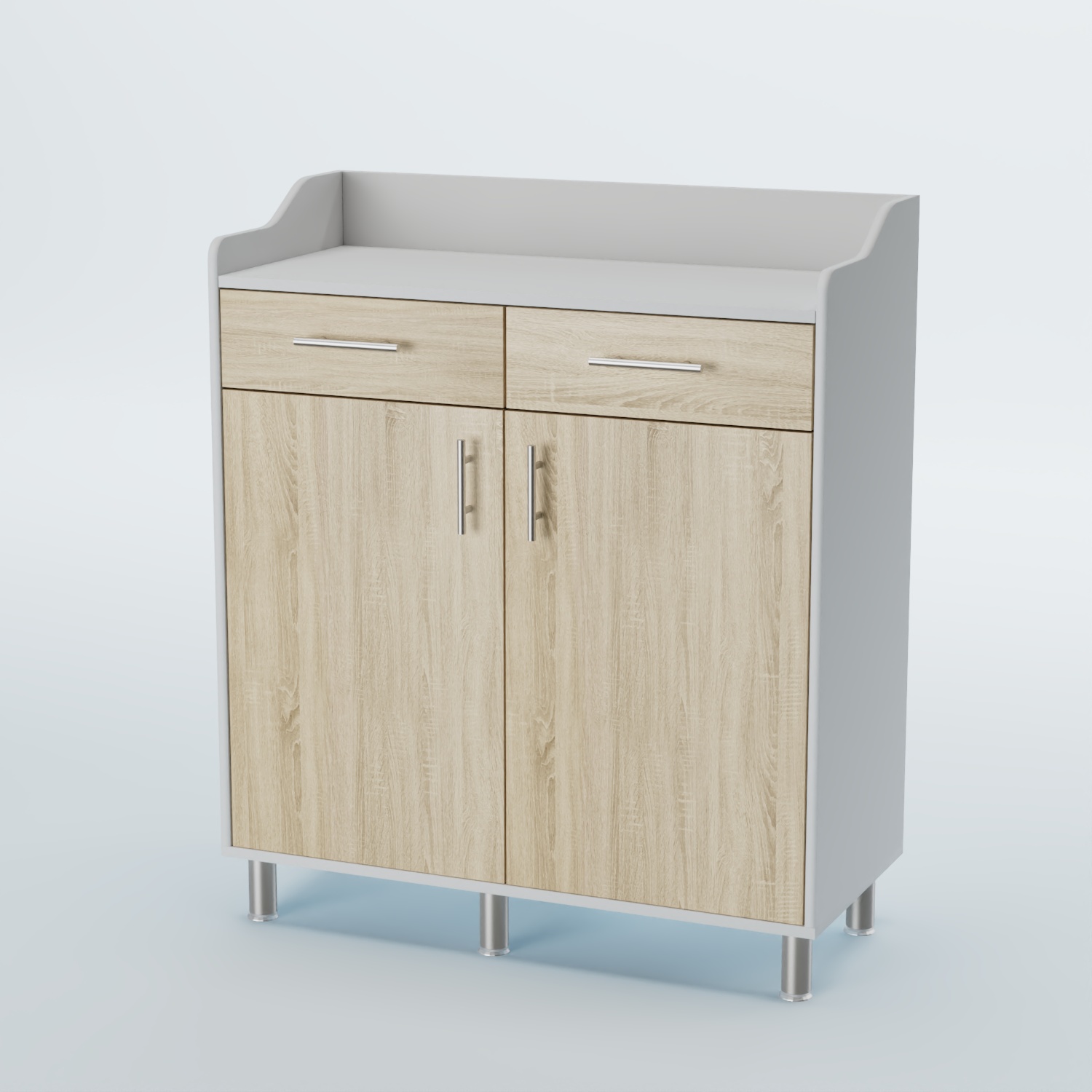 Стойка официанта "Бармен" №6-Н на ножках Белый + Дуб Сонома