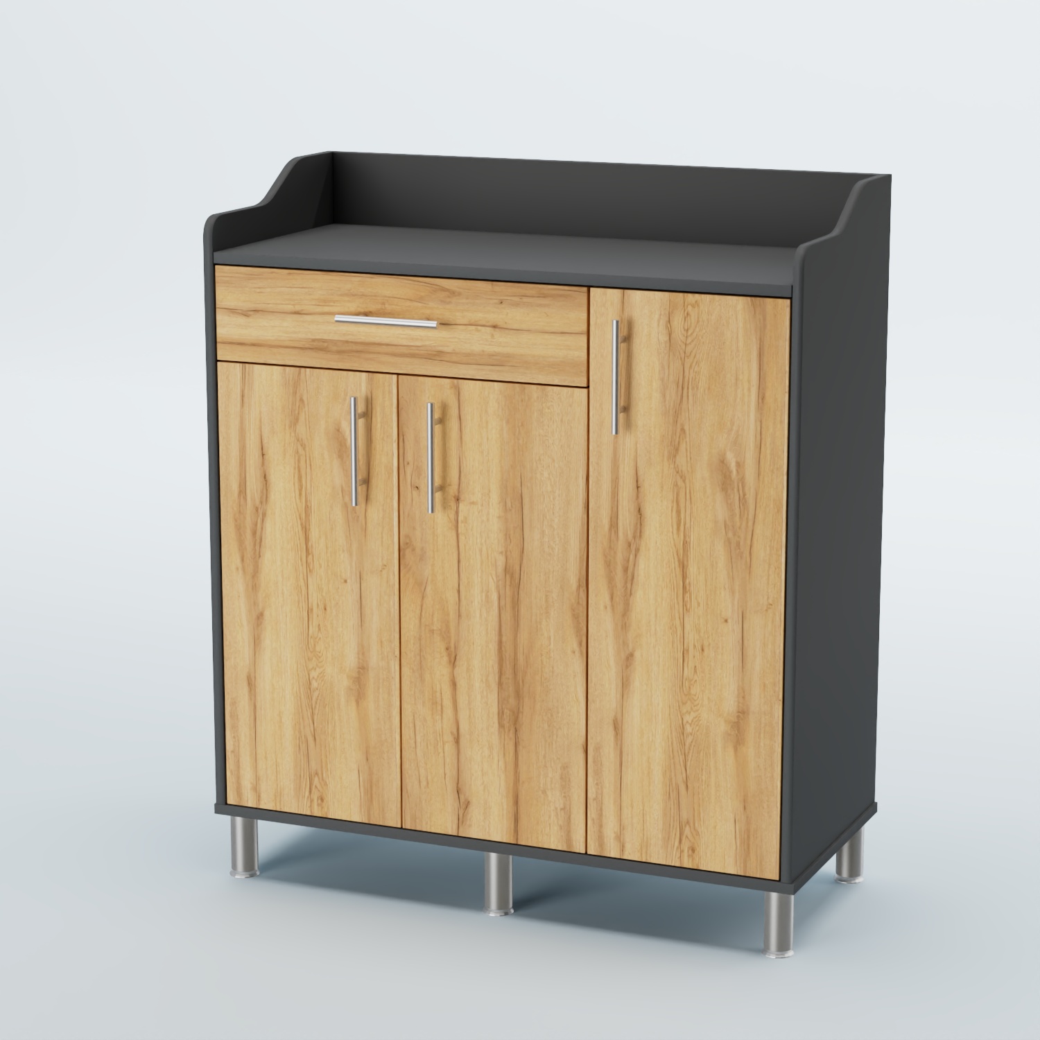 Стойка официанта "Бармен" №7-Н на ножках Темно-Серый  + Дуб Золотистый