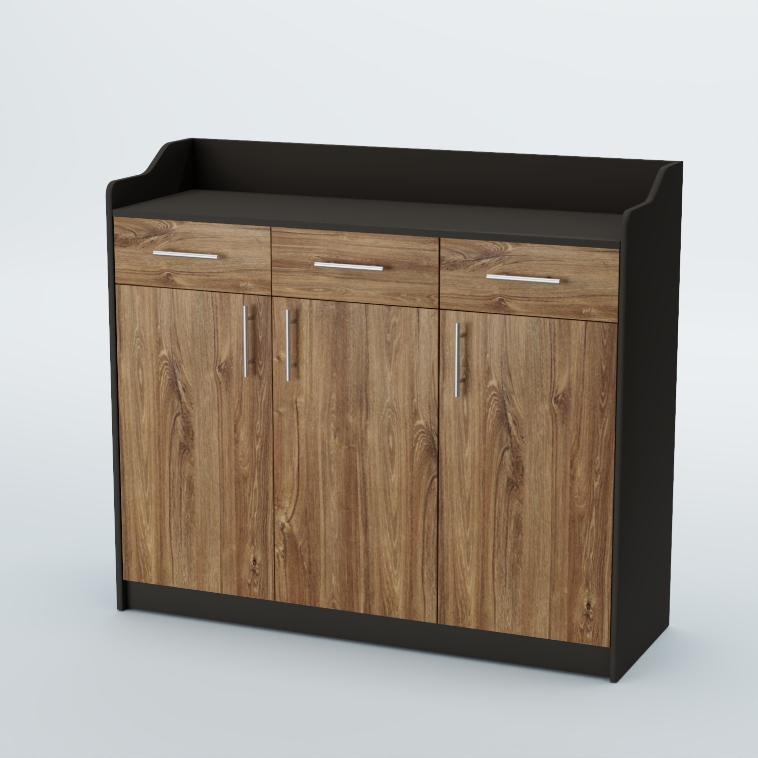 Стойка официанта "Бармен" №8 Черный + Дуб Канзас Коричневый