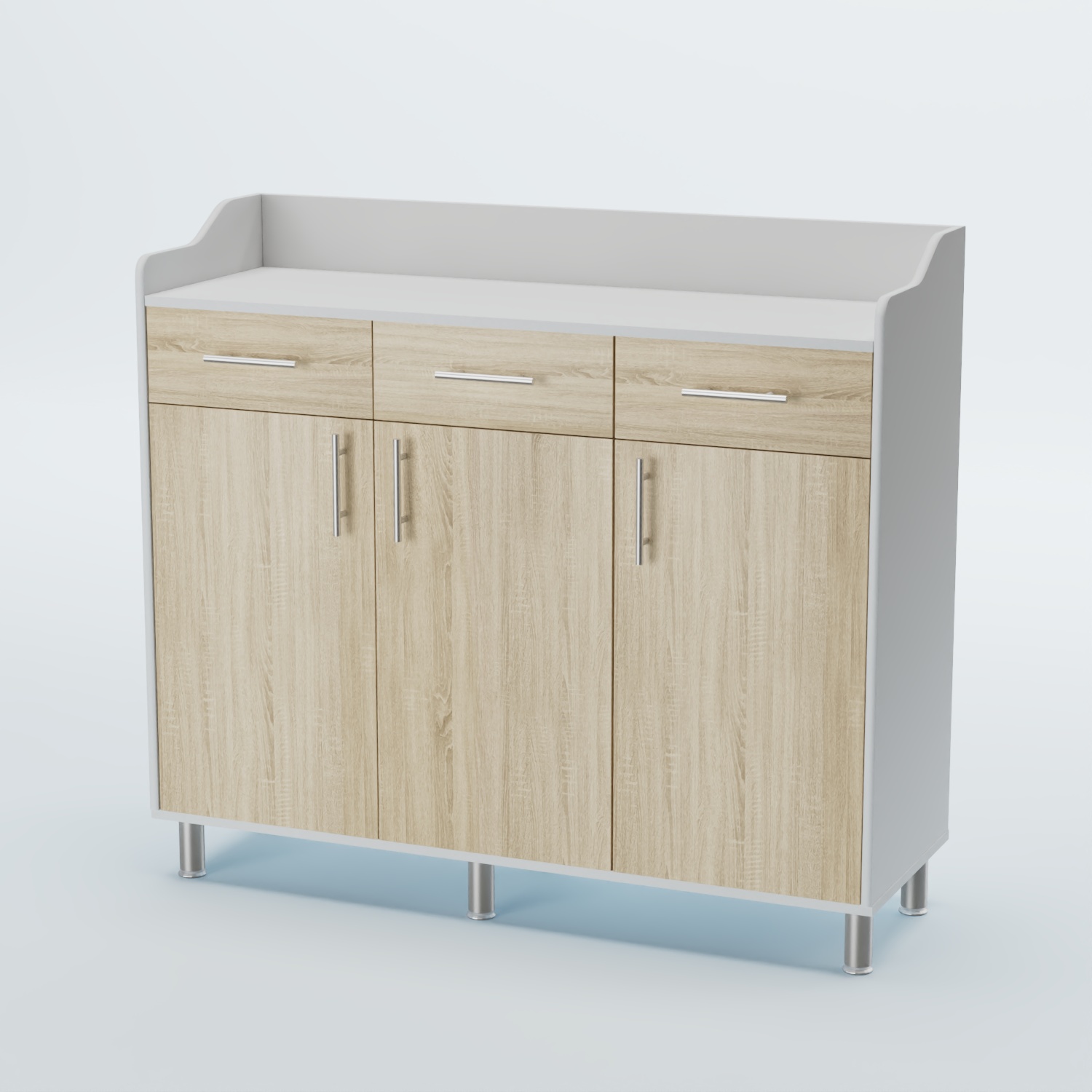 Стойка официанта "Бармен" №8-Н на ножках Белый + Дуб Сонома