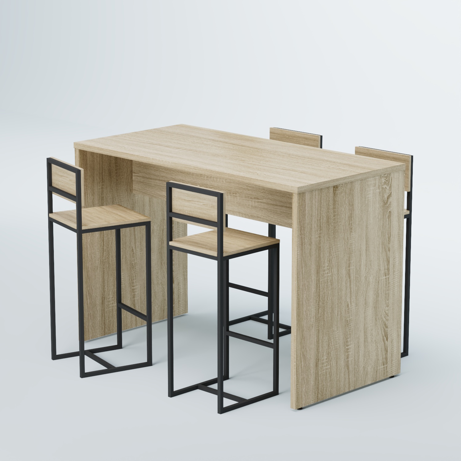 Комплект барный стол "Кофе-брейк" №1 и стулья Дуб Сонома