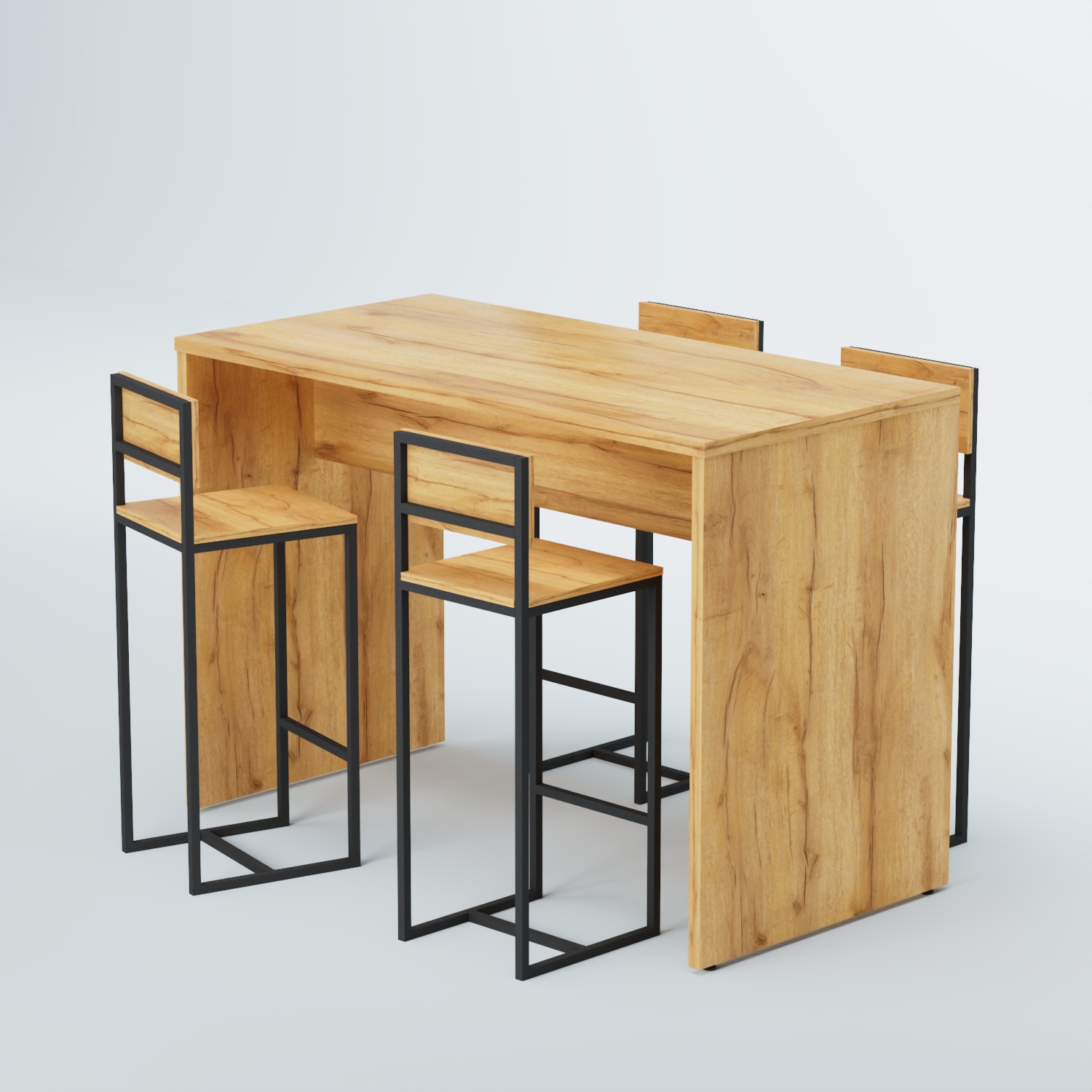 Комплект барный стол "Кофе-брейк" №1 и стулья Дуб Золотистый