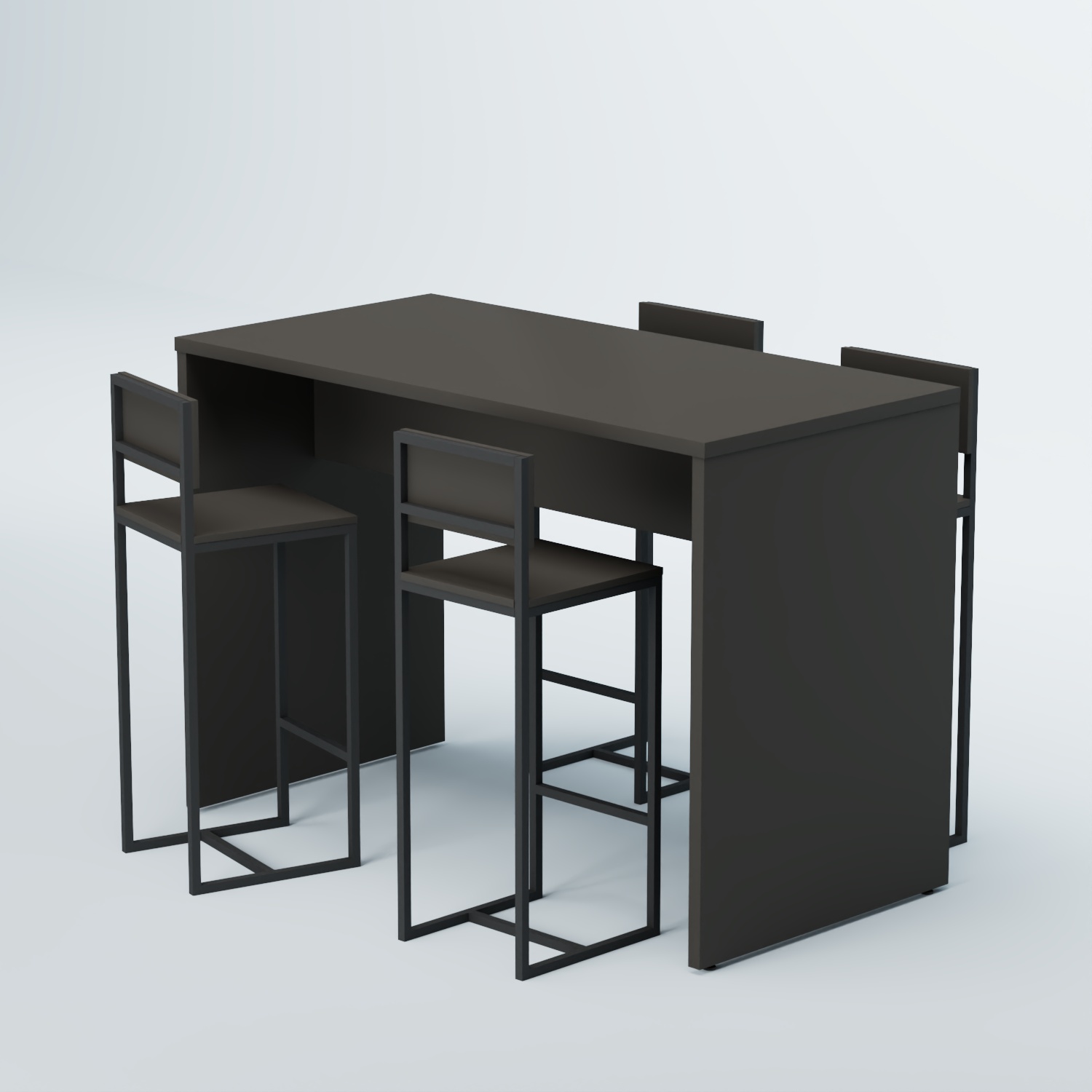 Комплект барный стол "Кофе-брейк" №1 и стулья Черный