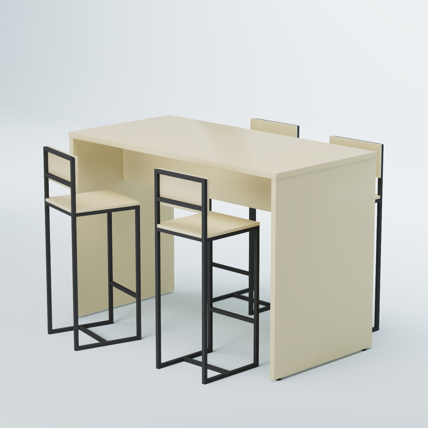 Комплект барный стол "Кофе-брейк" №1 и стулья Крем Вайс