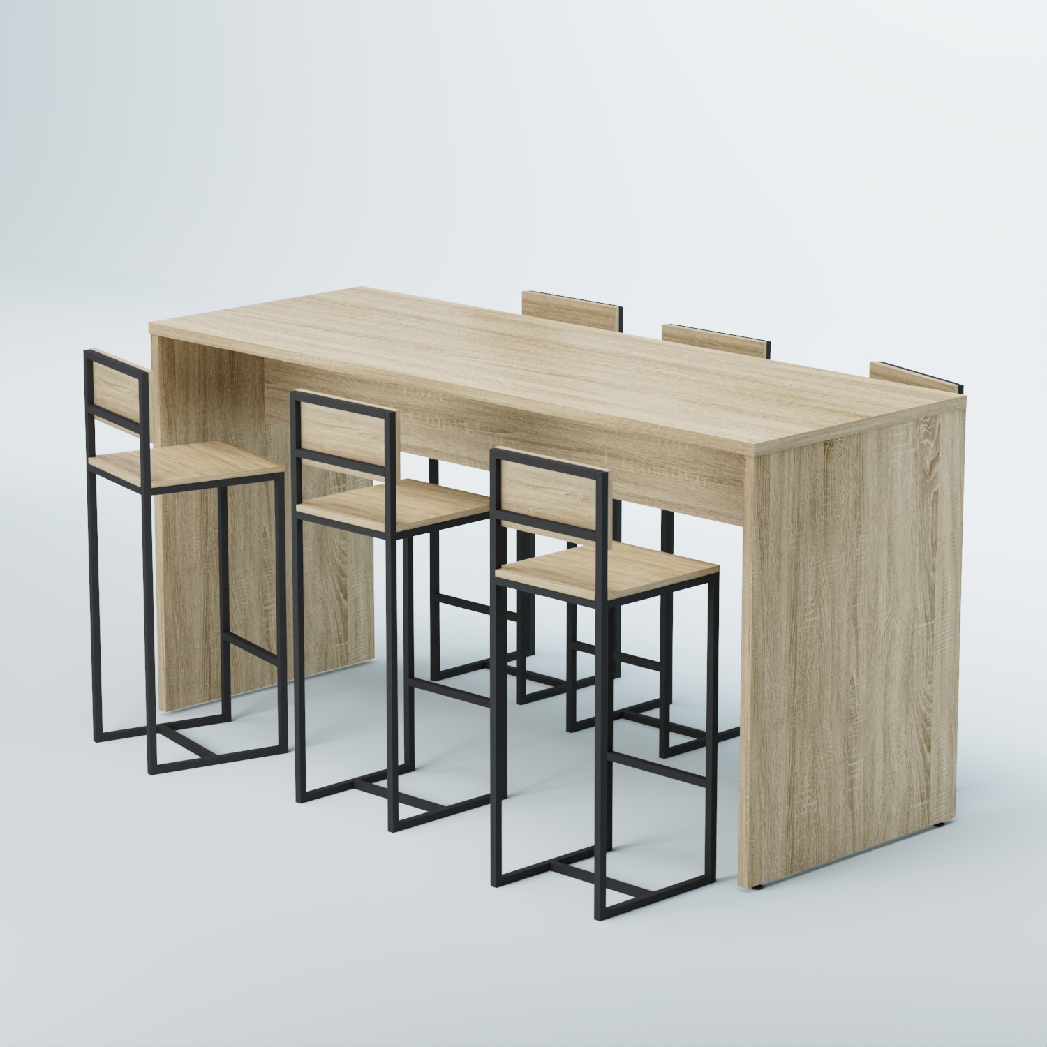 Комплект барный стол "Кофе-брейк" №2 и стулья Дуб Сонома