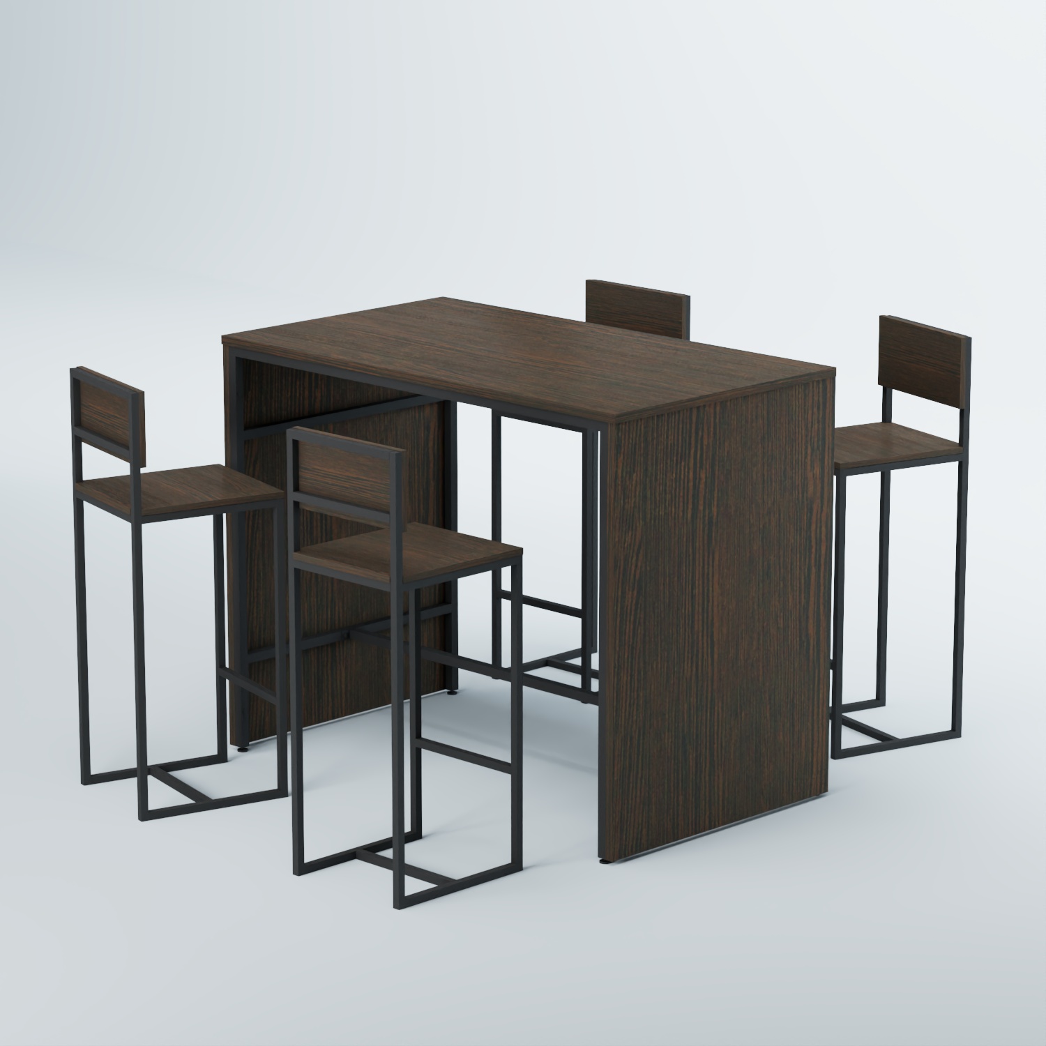 Комплект барный стол "Кофе-брейк" №3 и стулья Дуб Венге