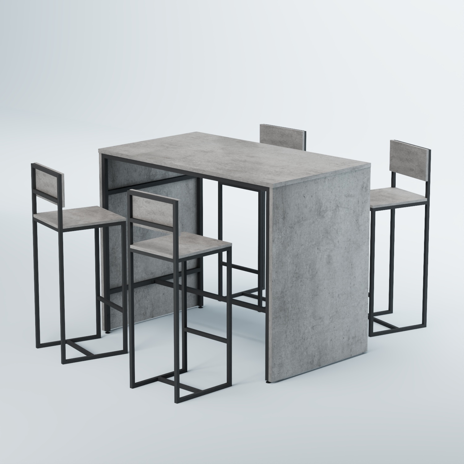 Комплект барный стол "Кофе-брейк" №3 и стулья Бетон Чикаго светло-серый F186 ST9