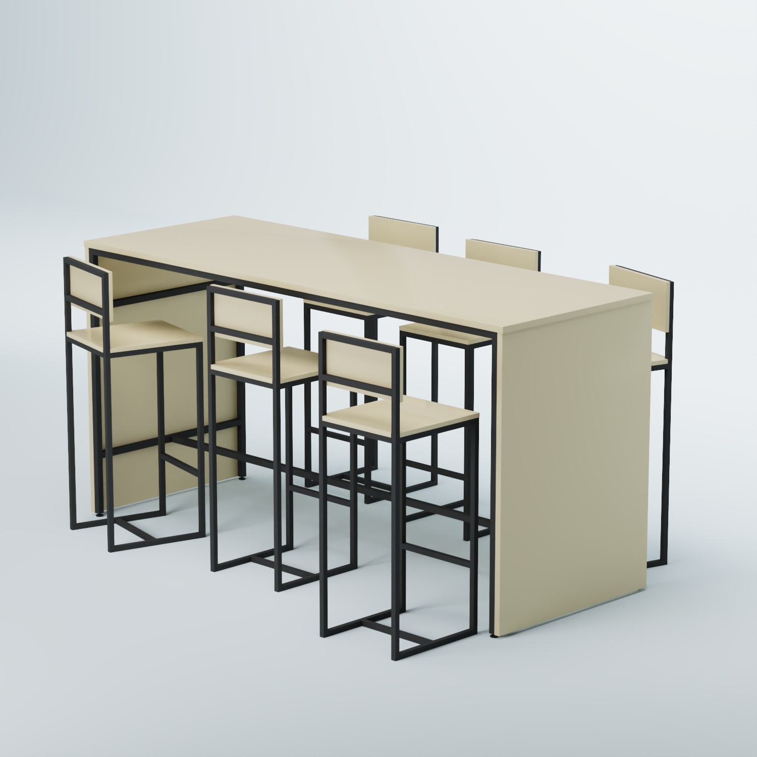 Комплект барный стол "Кофе-брейк" №4 и стулья Крем Вайс