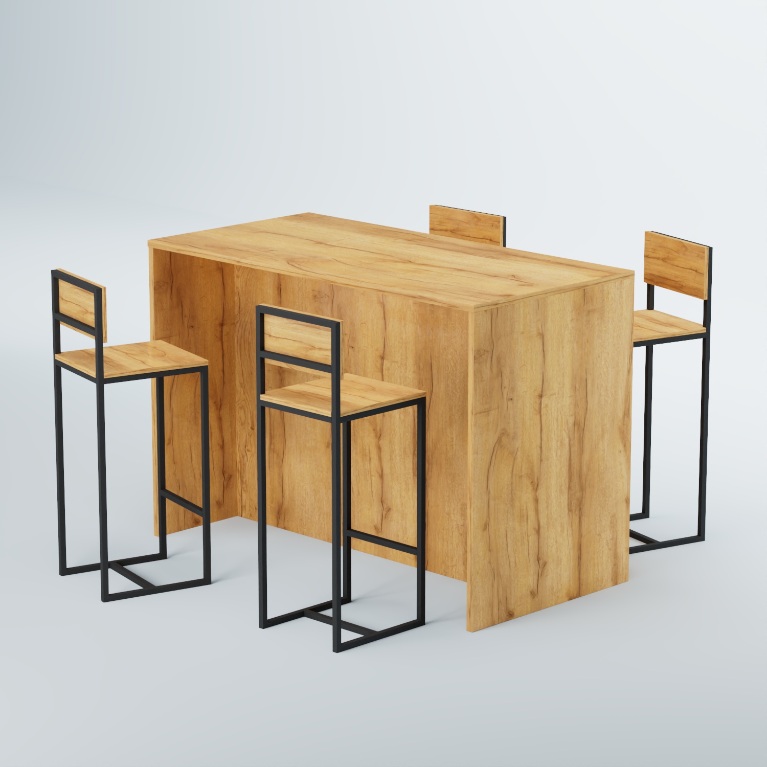 Комплект барный стол "Кофе-брейк" №5 и стулья Дуб Золотистый