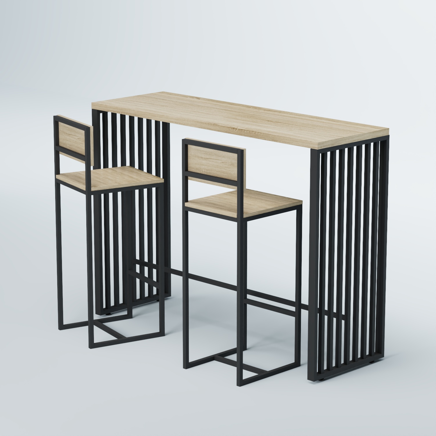 Комплект барный стол "Кофе-брейк" №6 и стулья Дуб Сонома