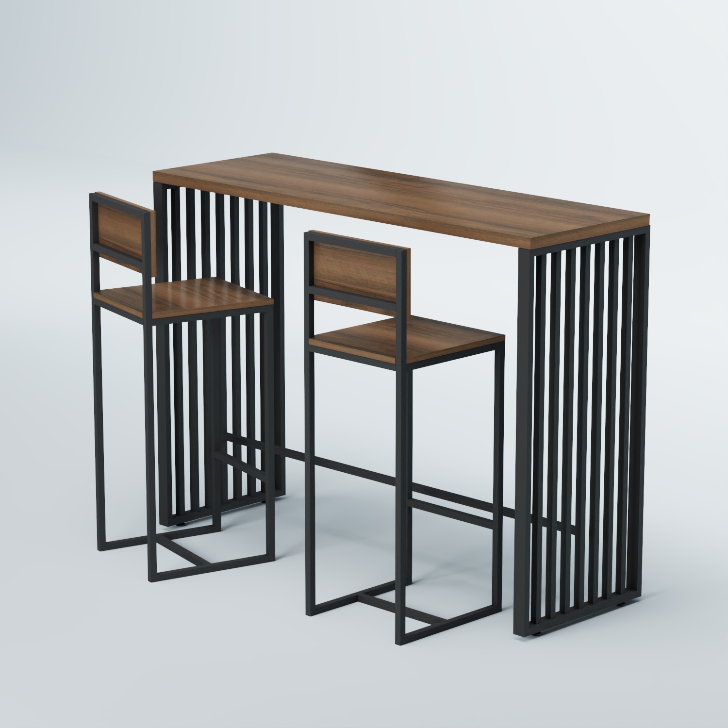 Комплект барный стол "Кофе-брейк" №6 и стулья Орех