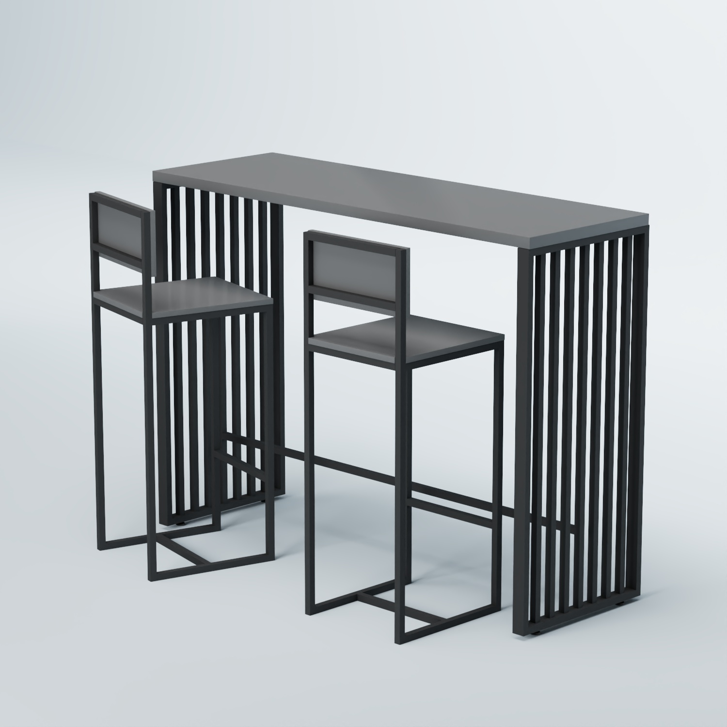 Комплект барный стол "Кофе-брейк" №6 и стулья Темно-Серый